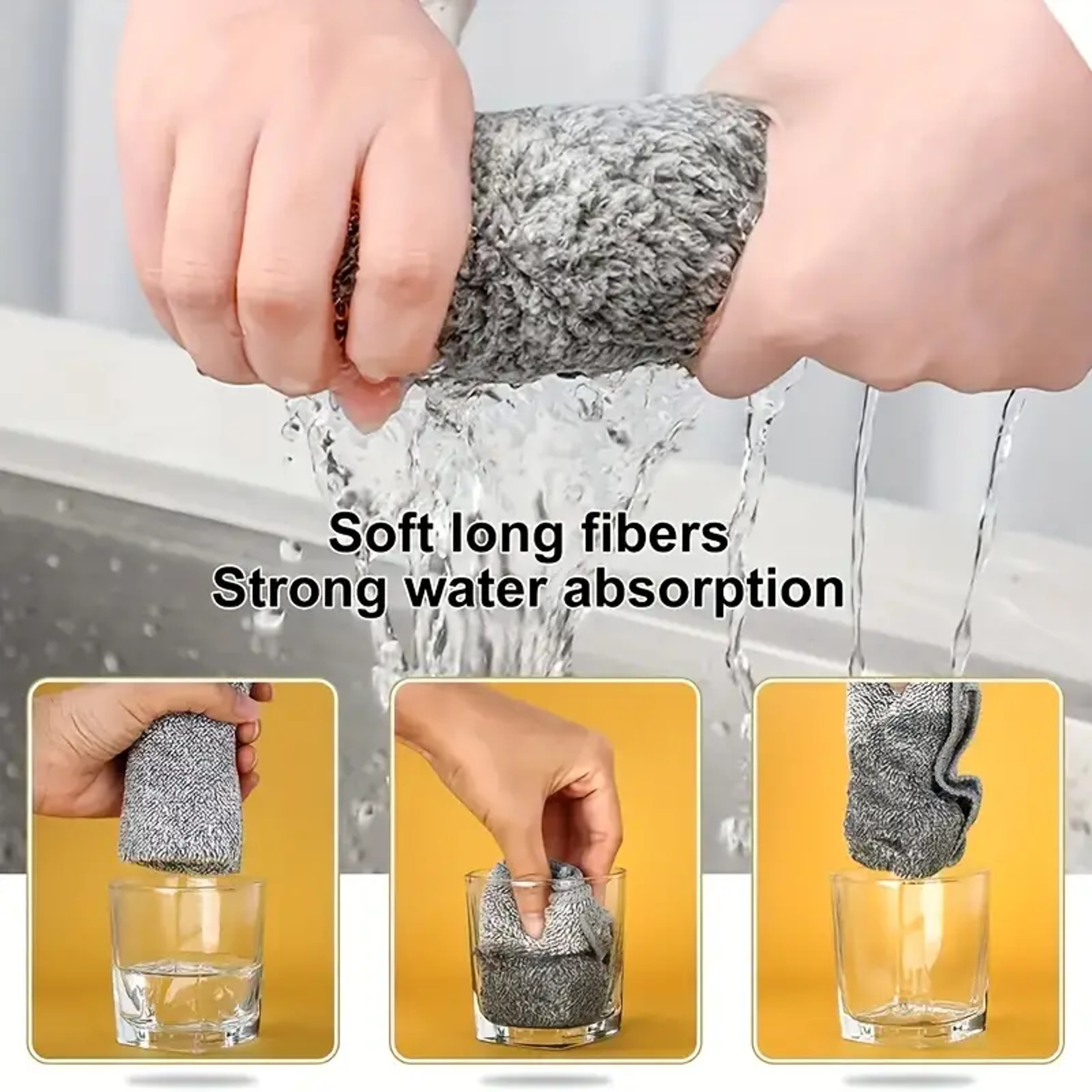 Bamboo Charcoal Microfiber Cleaning Cloth Super Absorbent Reusable Kitchen Dish Rag – view 4