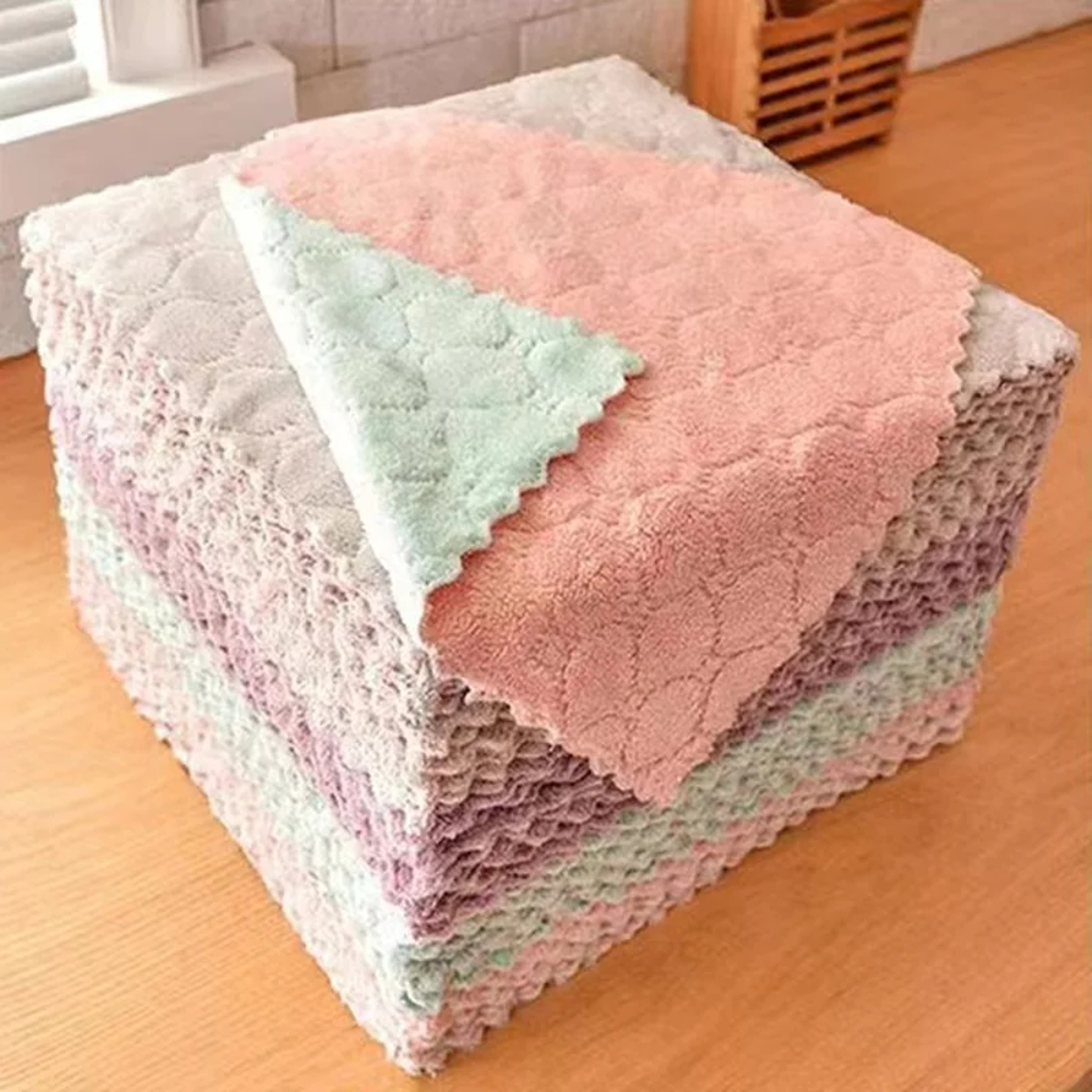 Ultra Absorbent Coral Velvet Dish Cloth Pack Double Sided Kitchen Cleaning Towels – view 1