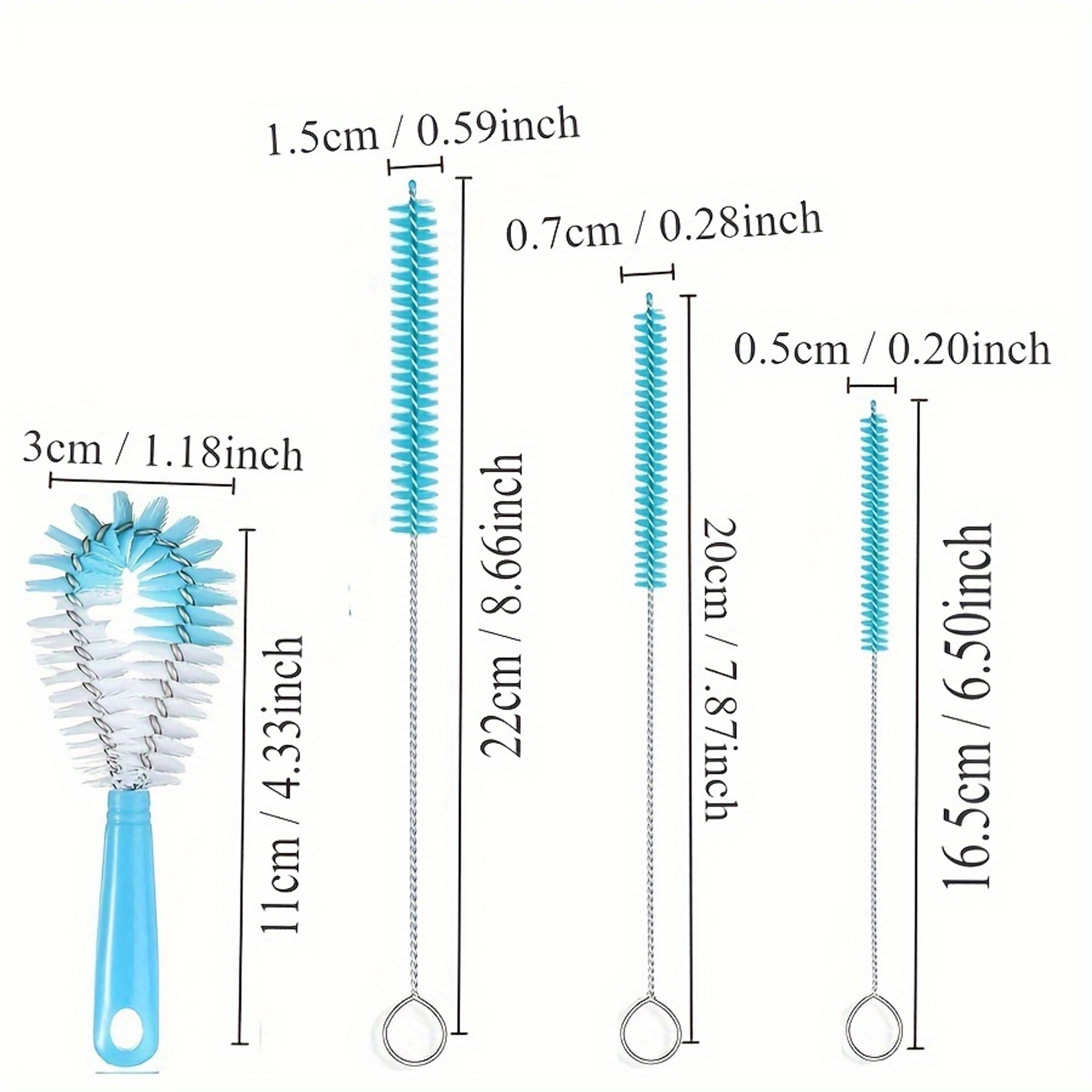 Bottle Brush Set with Long Handle for Wine Bottles, Thermos, Beer Bottles & Narrow Containers – view 2