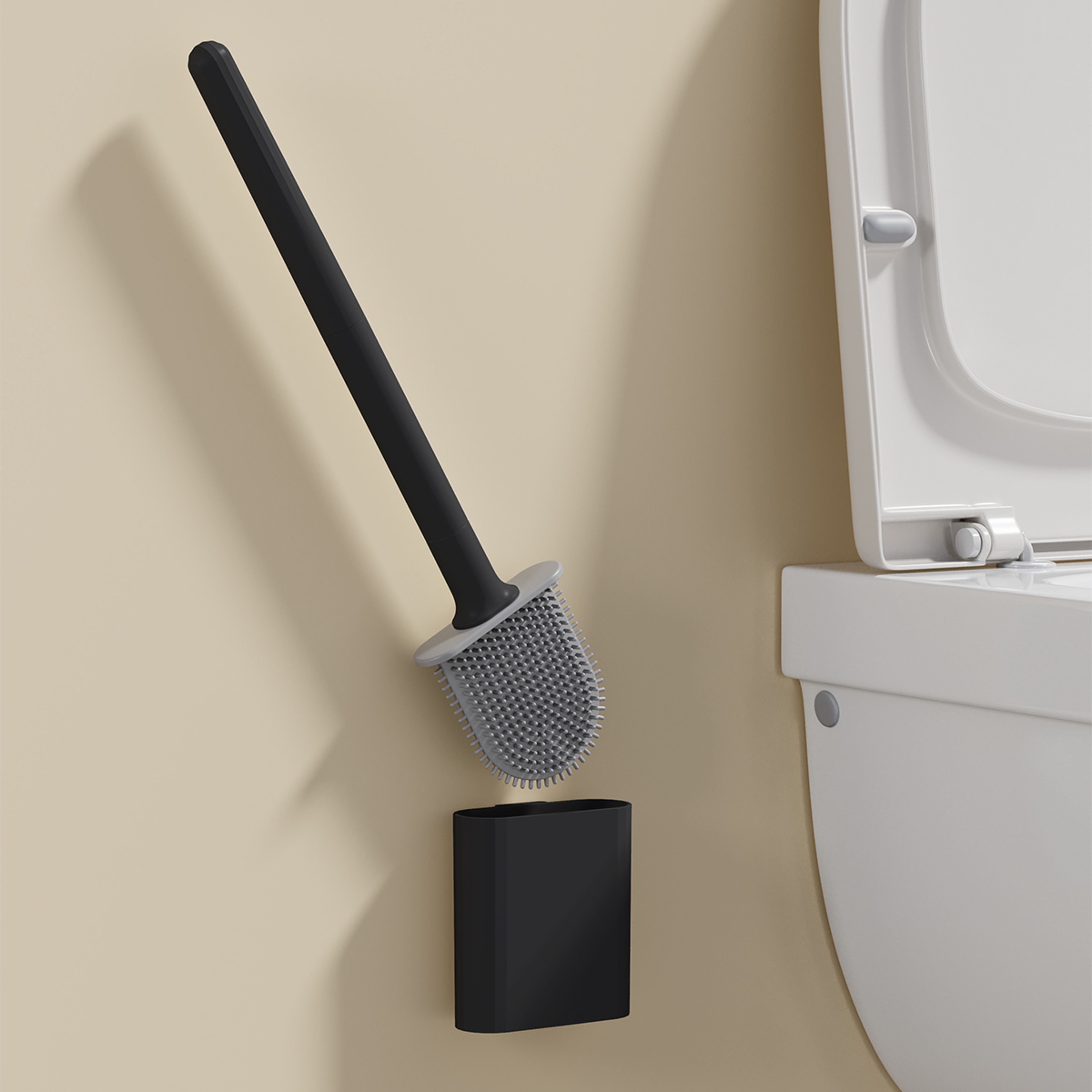 Flexible Silicone Toilet Brush with Quick-Dry Holder & Long Handle Bathroom Cleaning Brush – view 8