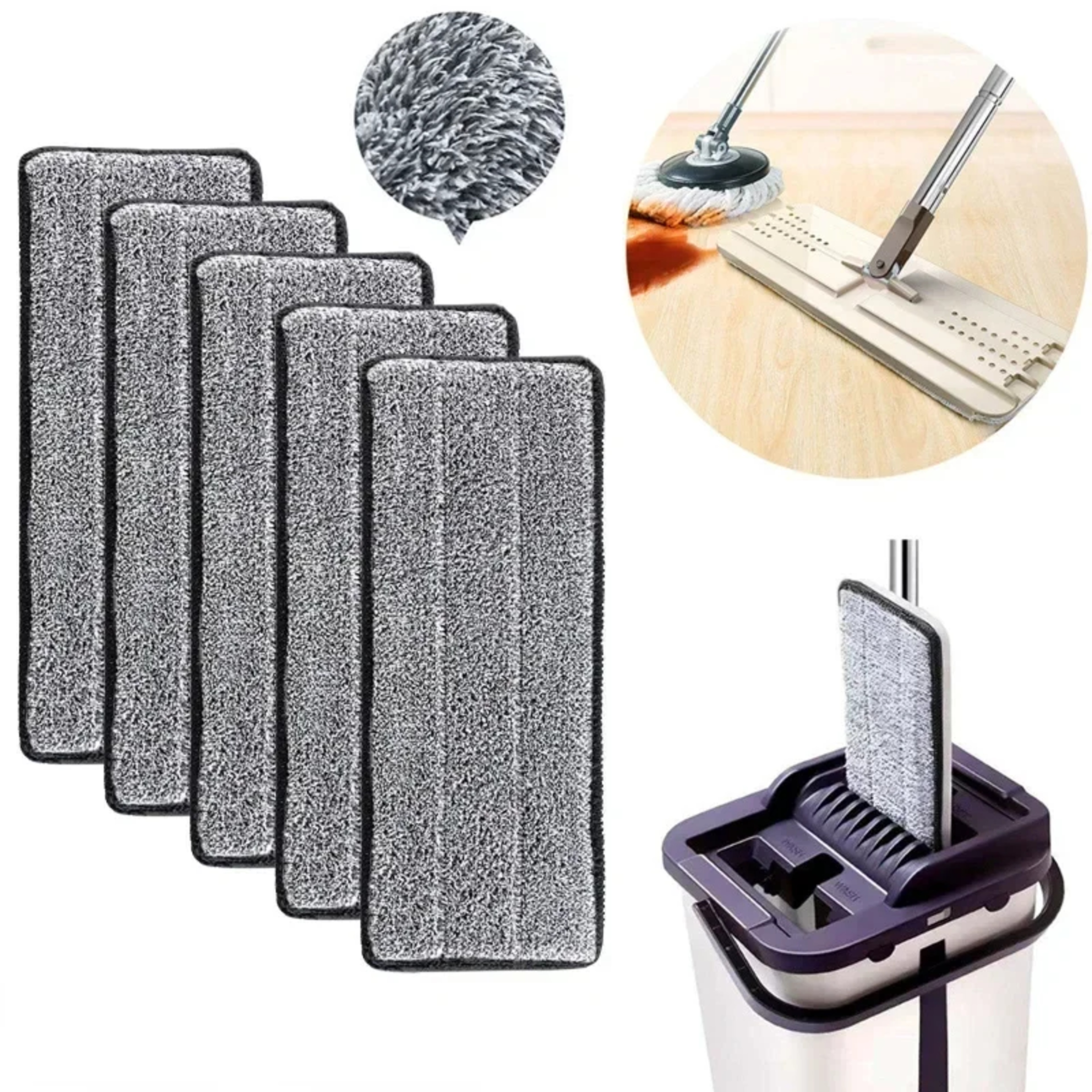 Microfiber Mop Replacement Head Washable Flat Mop Pads for Streak-Free Floor Cleaning – view 1
