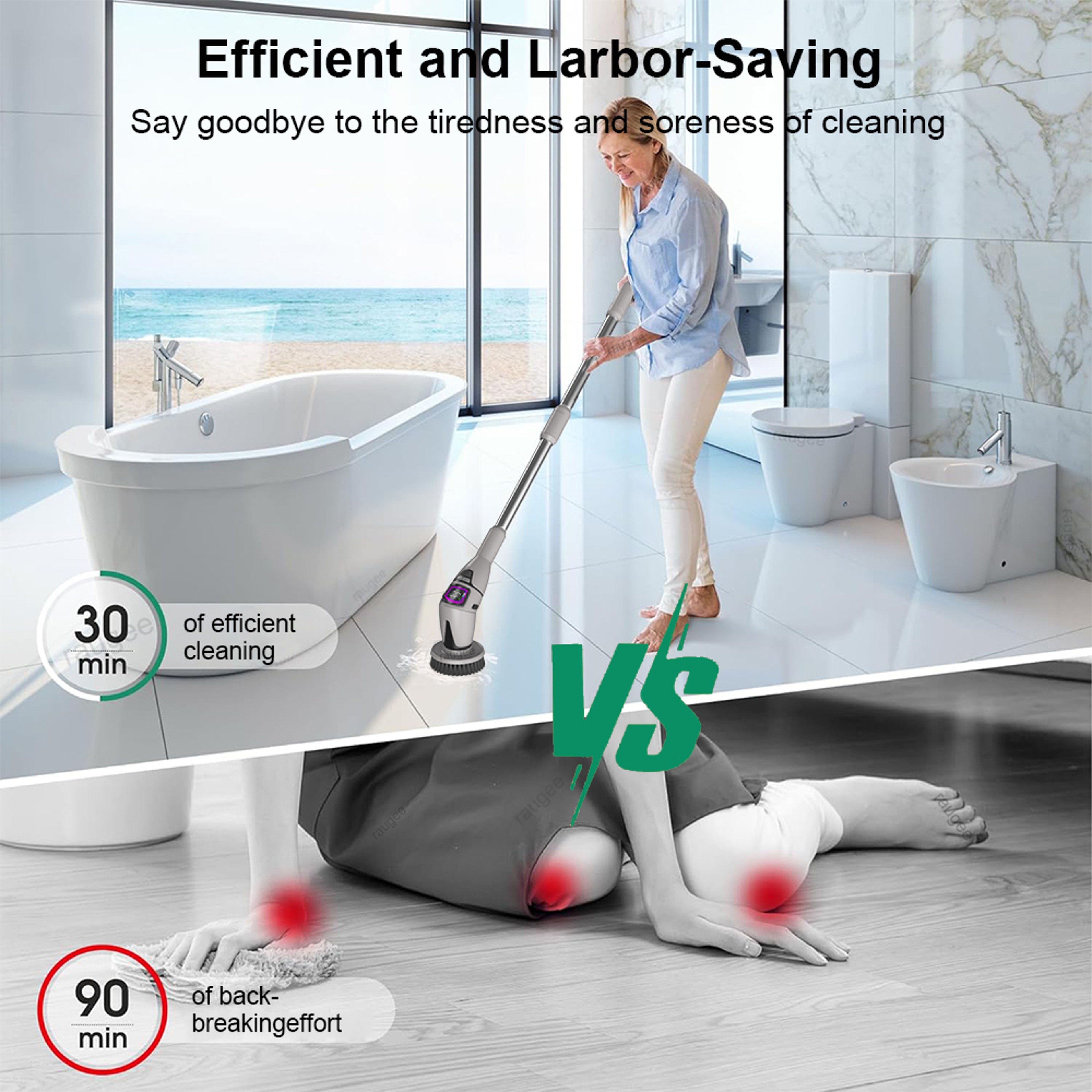 Electric Spin Scrubber Cordless Cleaning Brush for Bathroom, Kitchen, Tile & Toilet – view 3