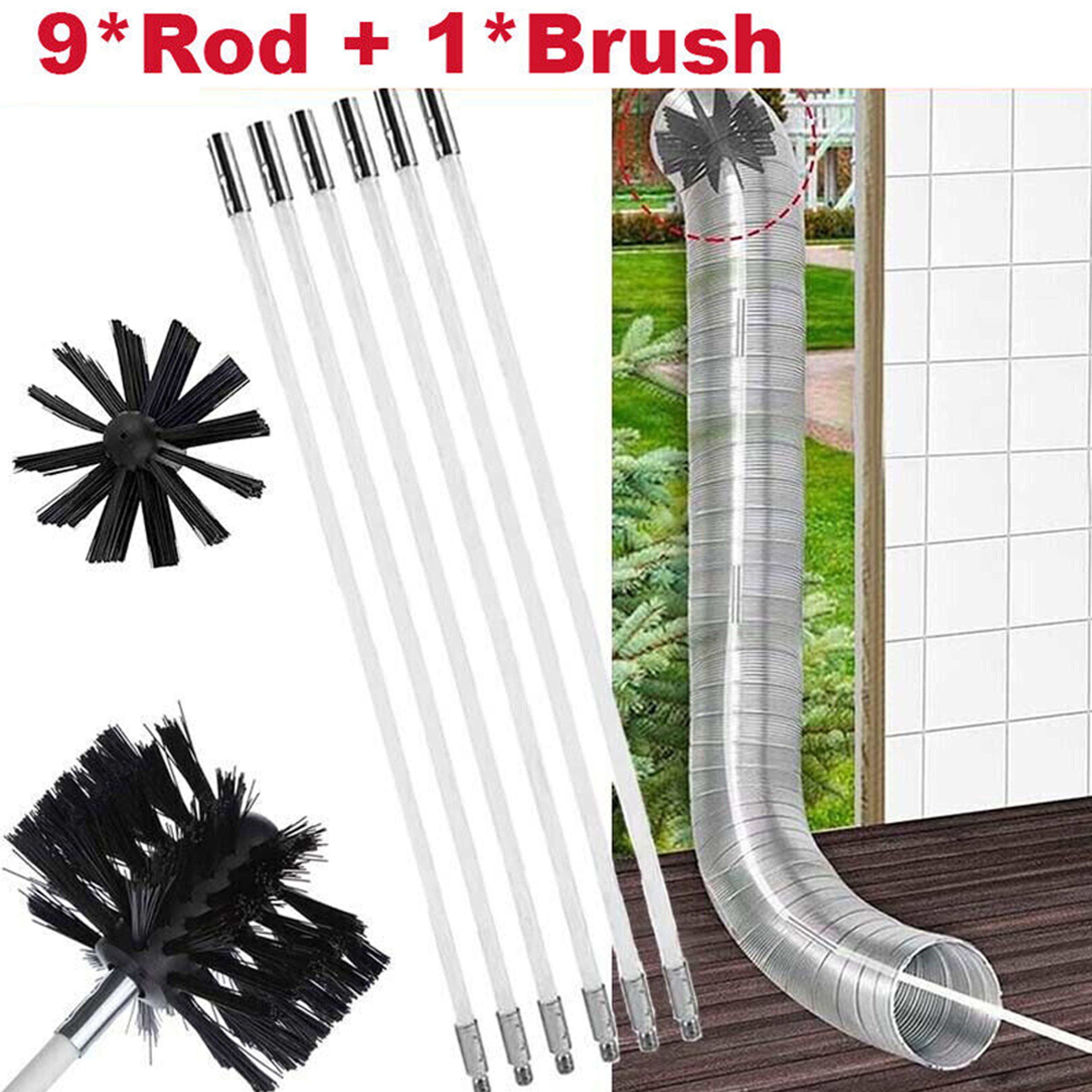 Flexible Chimney Sweep Kit With Nylon Brush  Flexible Rods For Safe Flue  Fireplace Cleaning 0