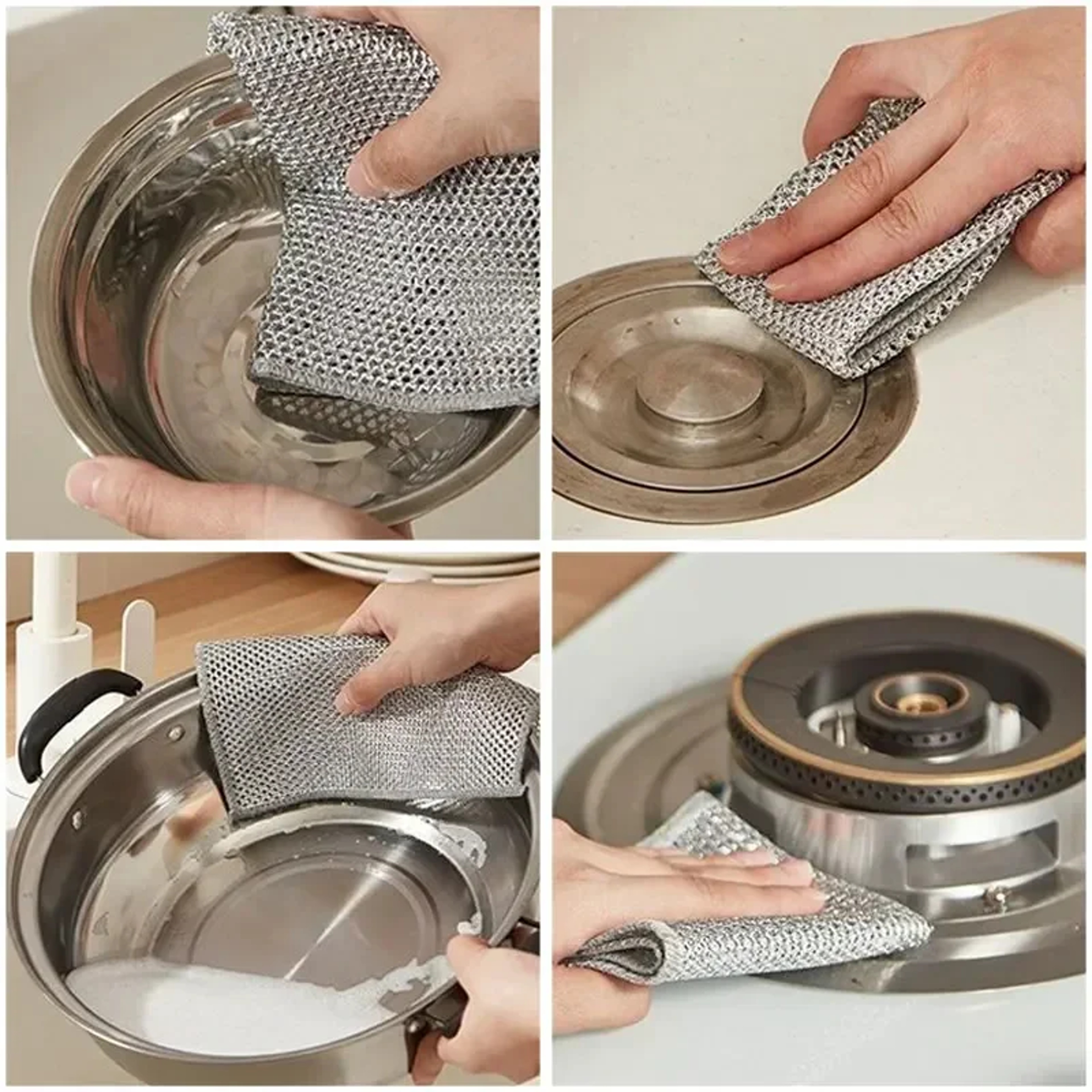 Pack Steel Wire Cleaning Cloth Non Scratch Kitchen Scrub Cloth for Pots, Pans & Dishes – view 2