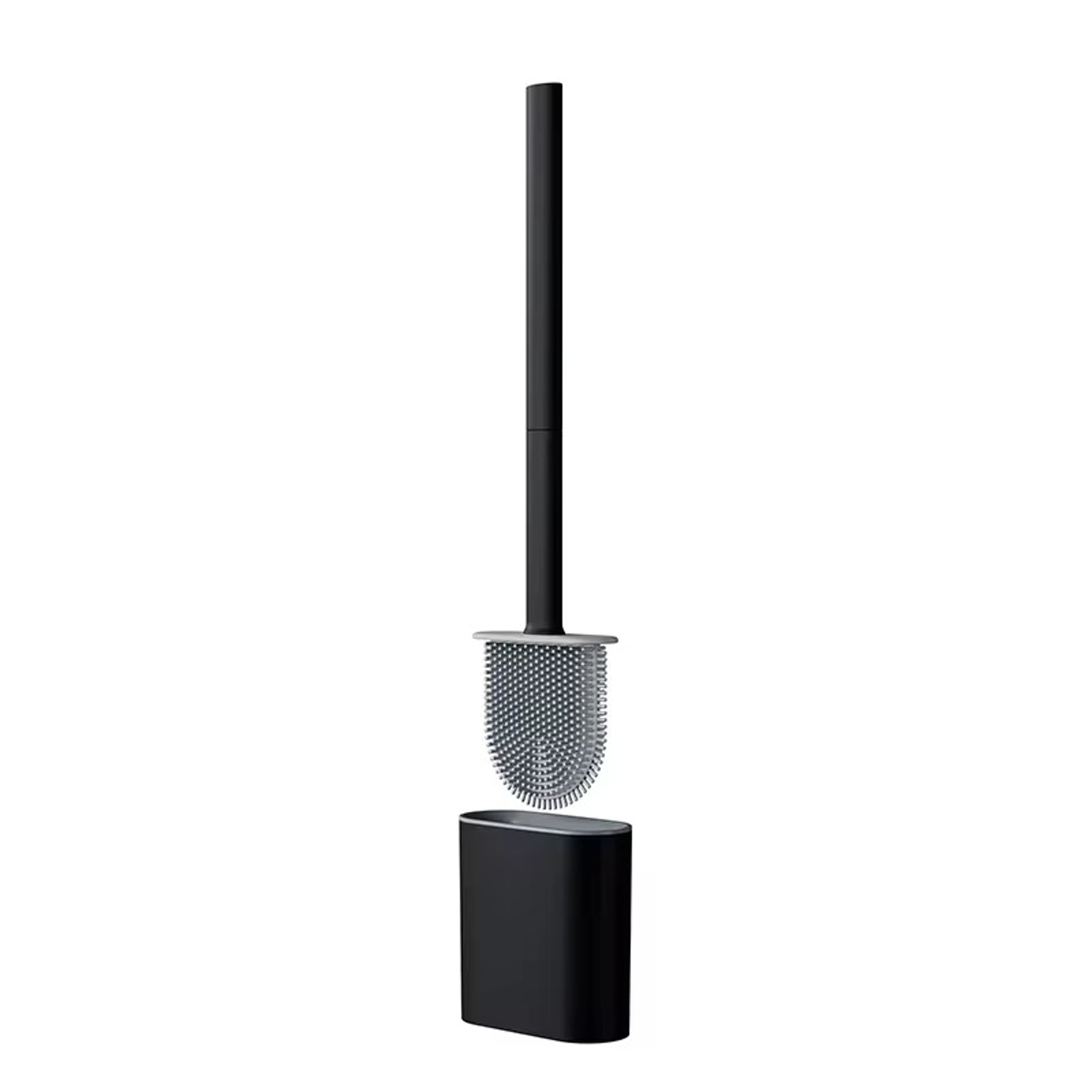Wall Mounted Silicone Toilet Brush With Flat Flexible Head And Holder For Deep Bathroom Cleaning 5