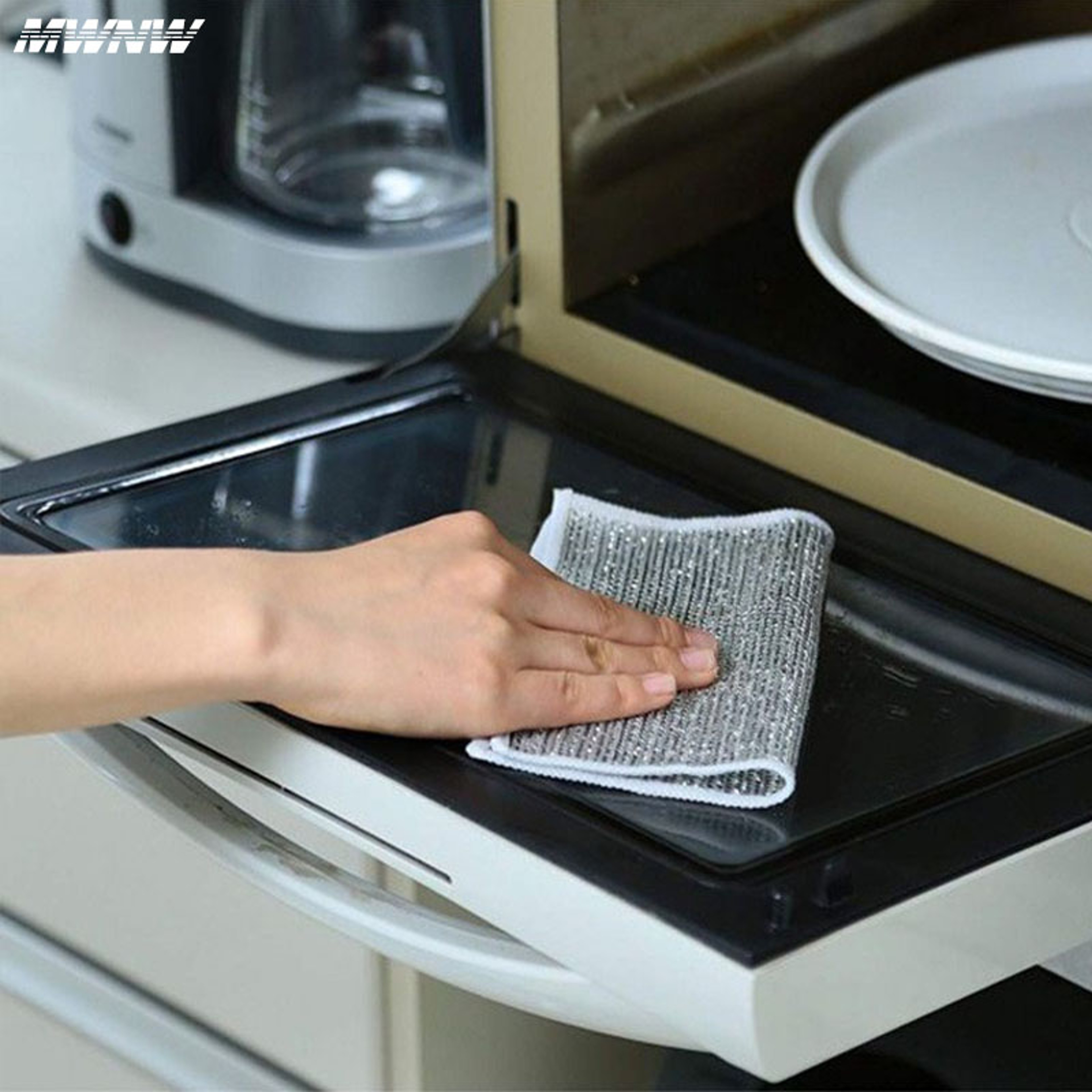 Magic Dishcloth Silver Wire Cleaning Cloth Pack Reusable Microfiber Kitchen Scrub Towels – view 4