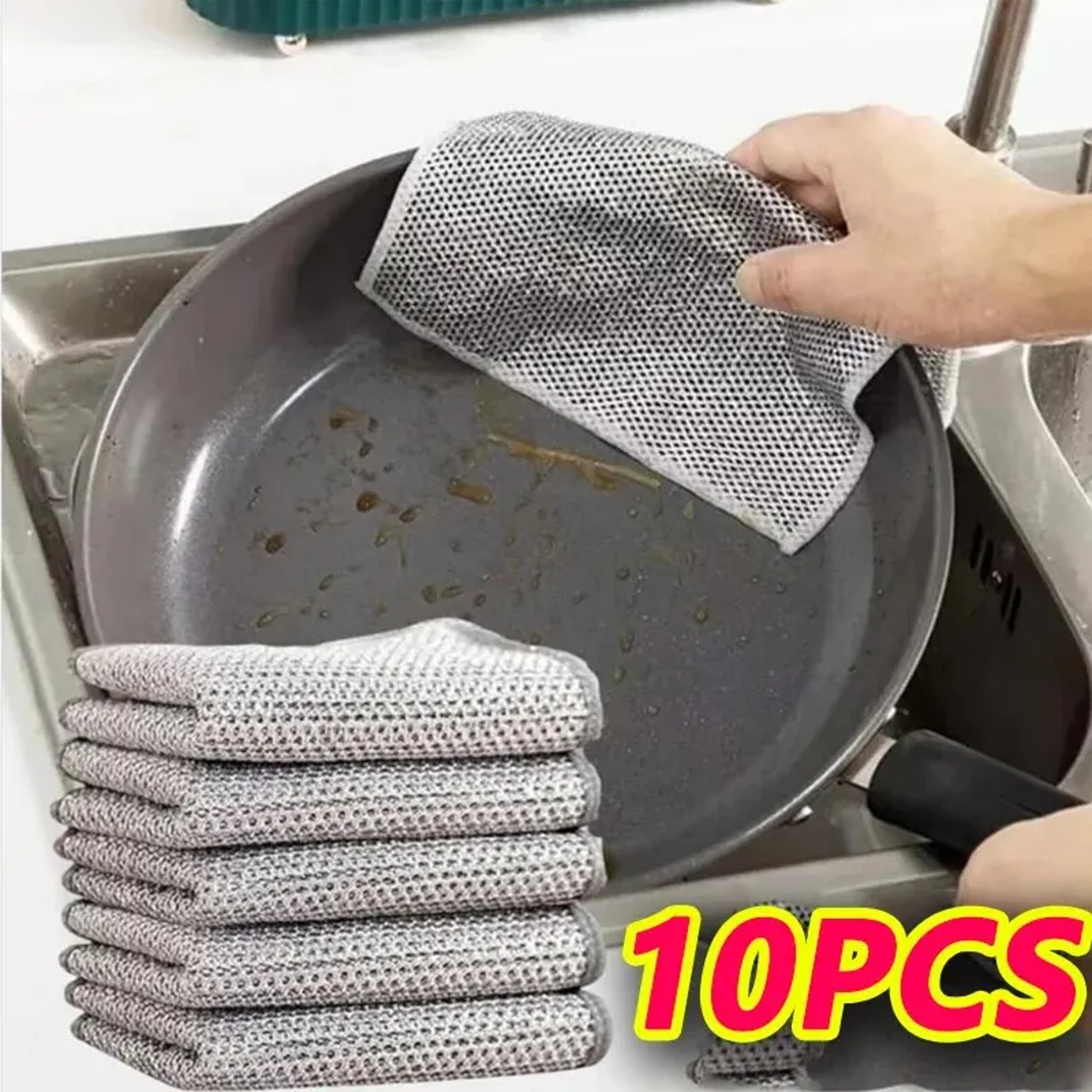 Magic Dishcloth Pack Reusable Microfiber Cleaning Cloth With Silver Wire Non Scratch Kitchen Scrubb 1