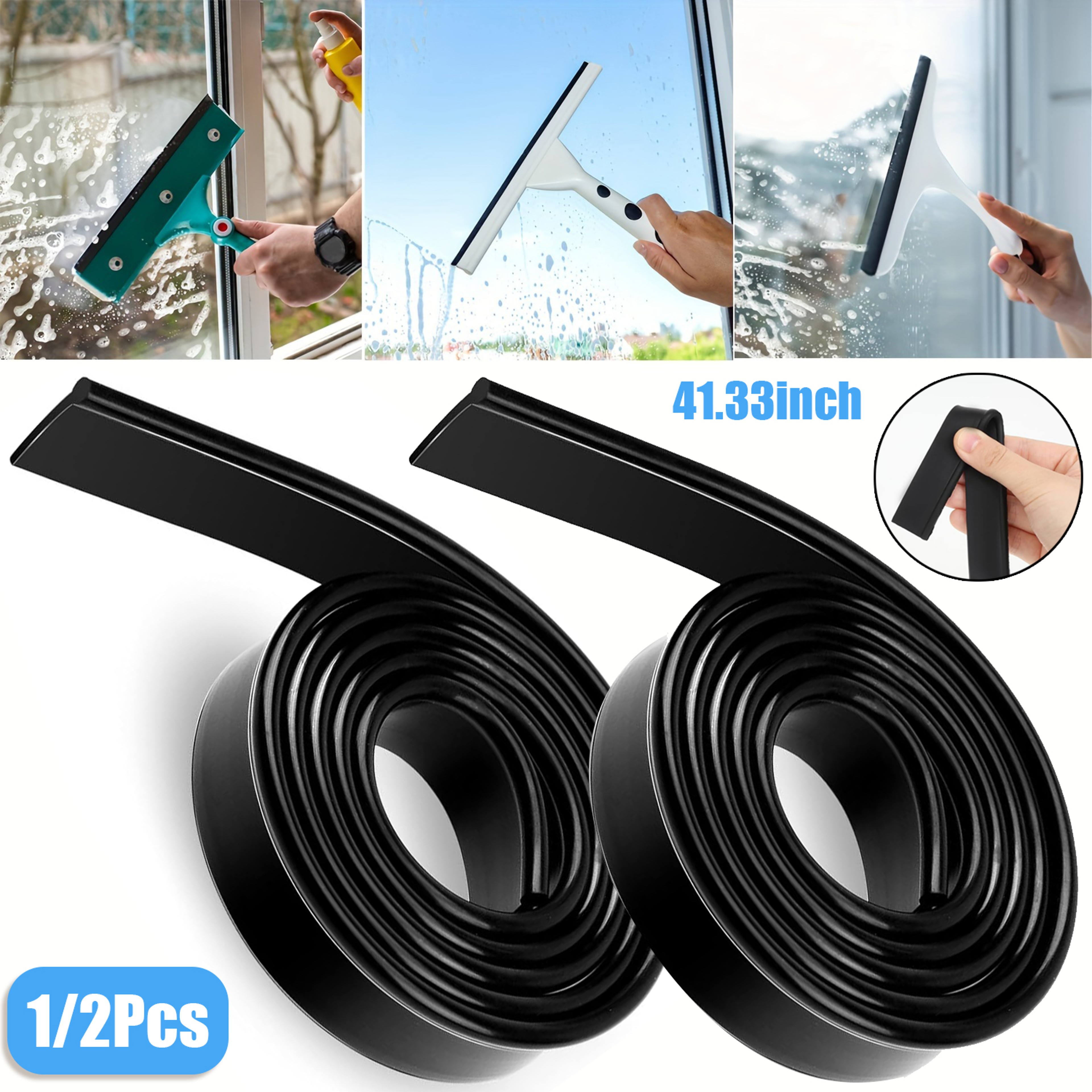Universal Squeegee Replacement Rubber Silicone Window Squeegee Blade Refill Roll – view 1