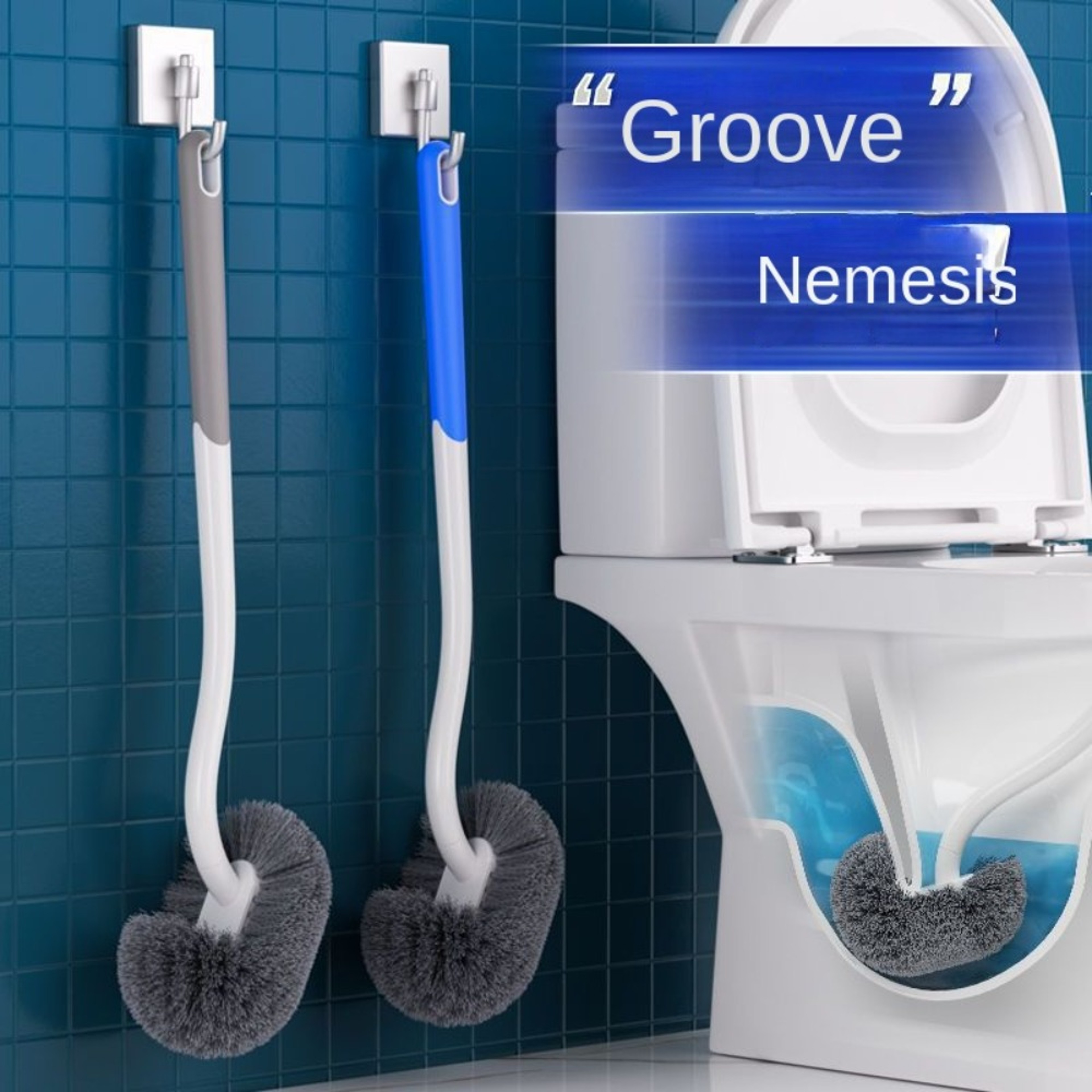 Wall Mounted Toilet Brush with Long Handle Soft Bristles Corner Cleaning Brush – view 1
