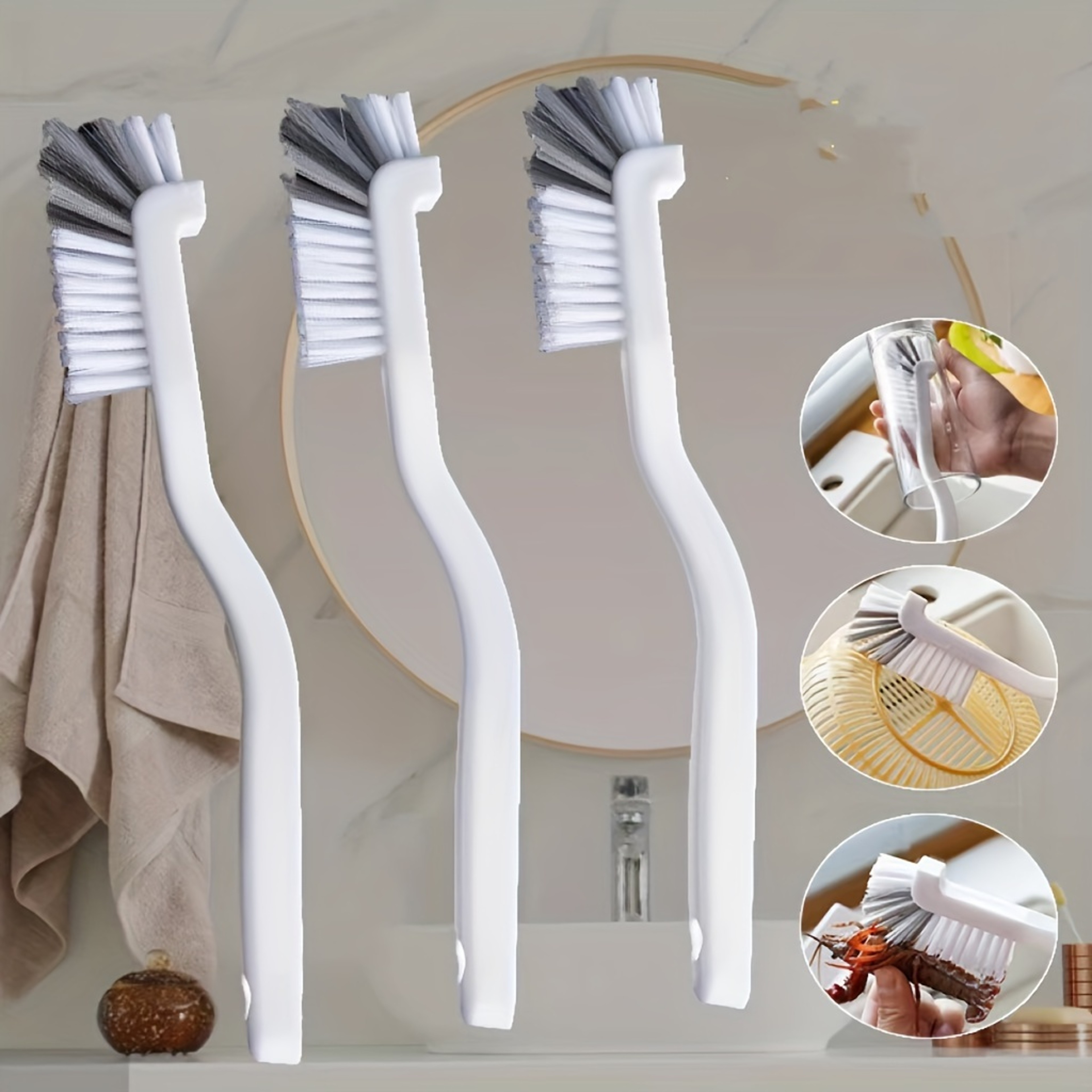 Heavy Duty Kitchen Scrub Brush with Long Handle & Stiff Bristles for Dishes, Sinks and Crevices – view 1