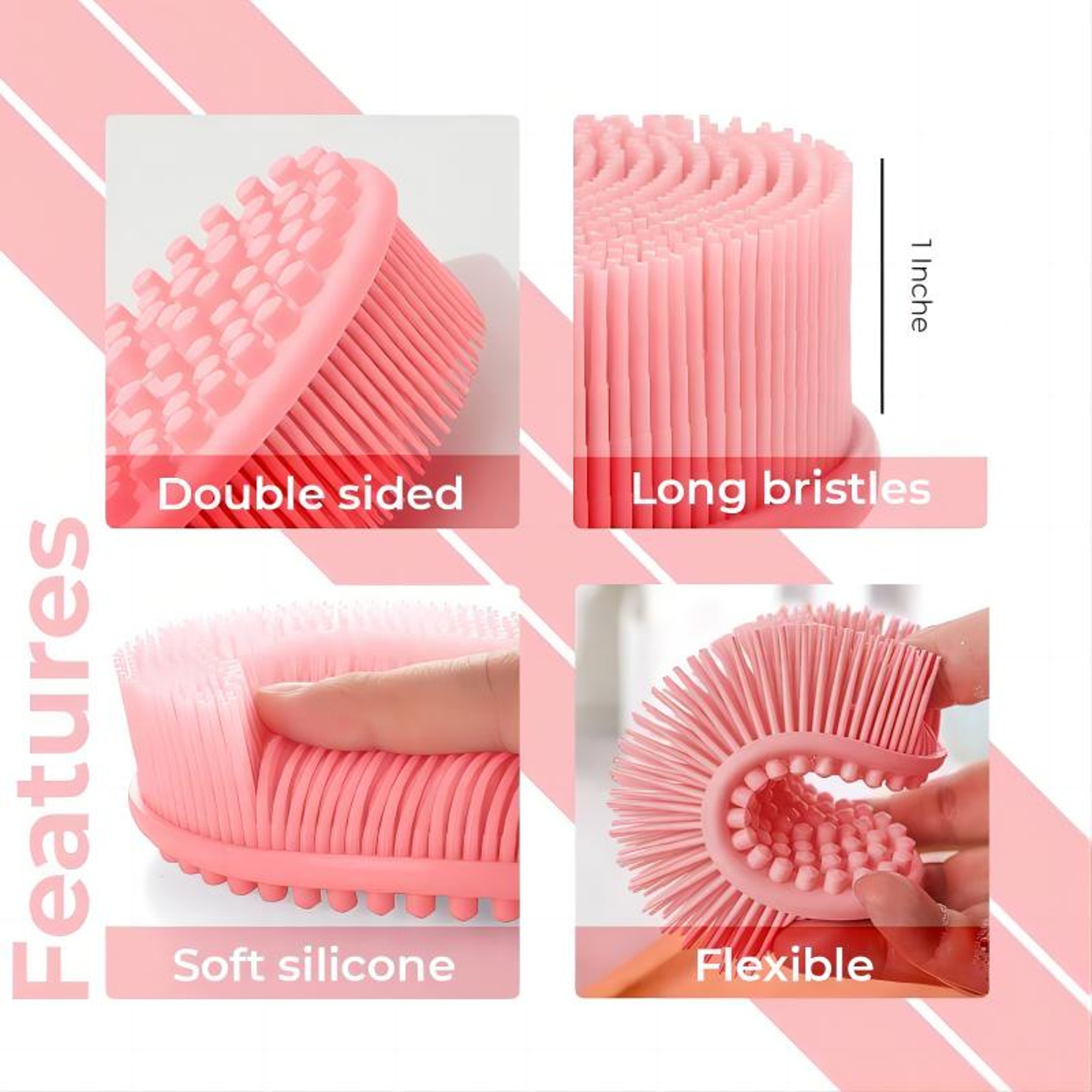 Silicone Body Scrubber & Scalp Massage Brush for Deep Cleansing and Gentle Exfoliation – view 5