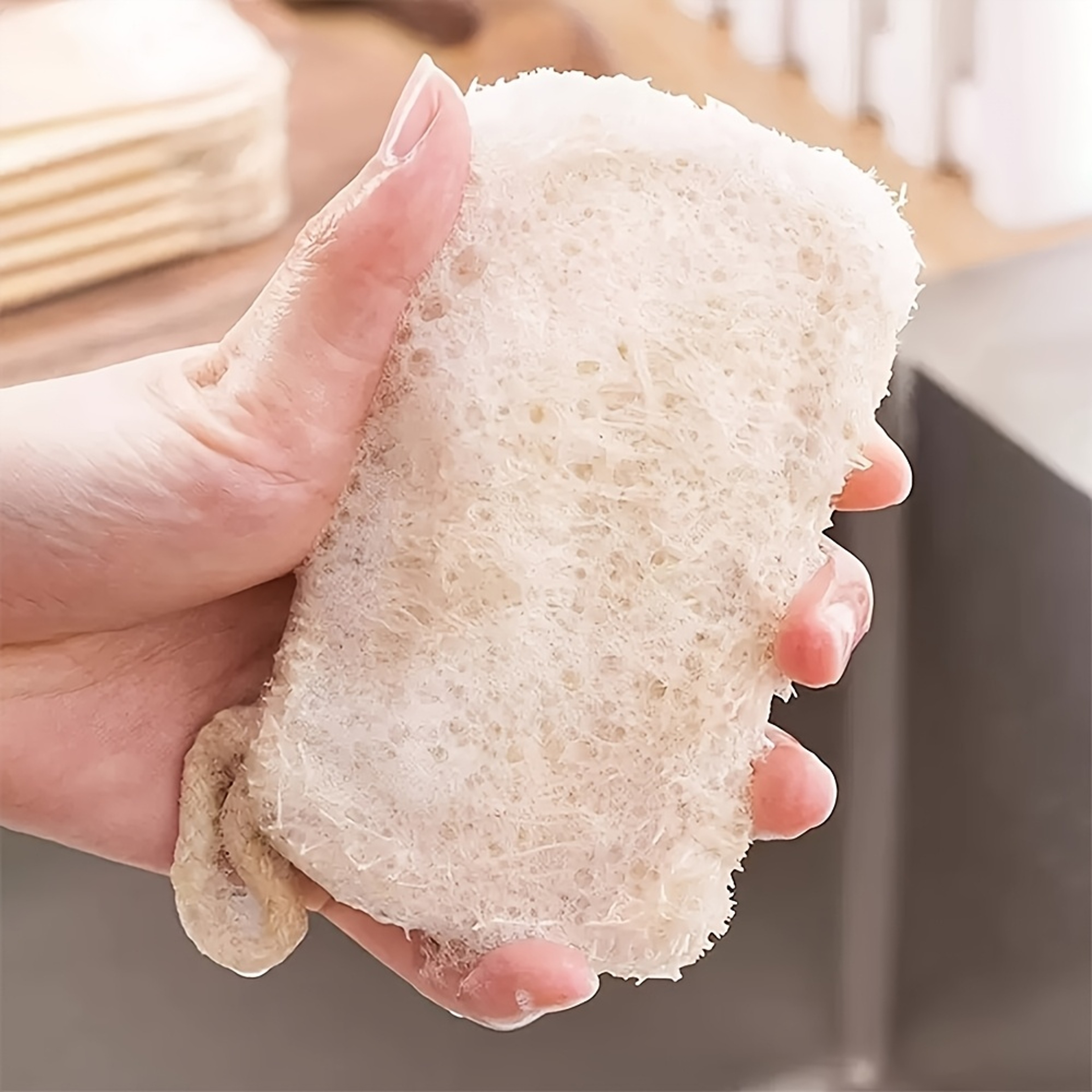 Natural Loofah Sponge Dish Scrubber Eco Friendly Kitchen Scrub Pad For Pots Pans  Dishes 0