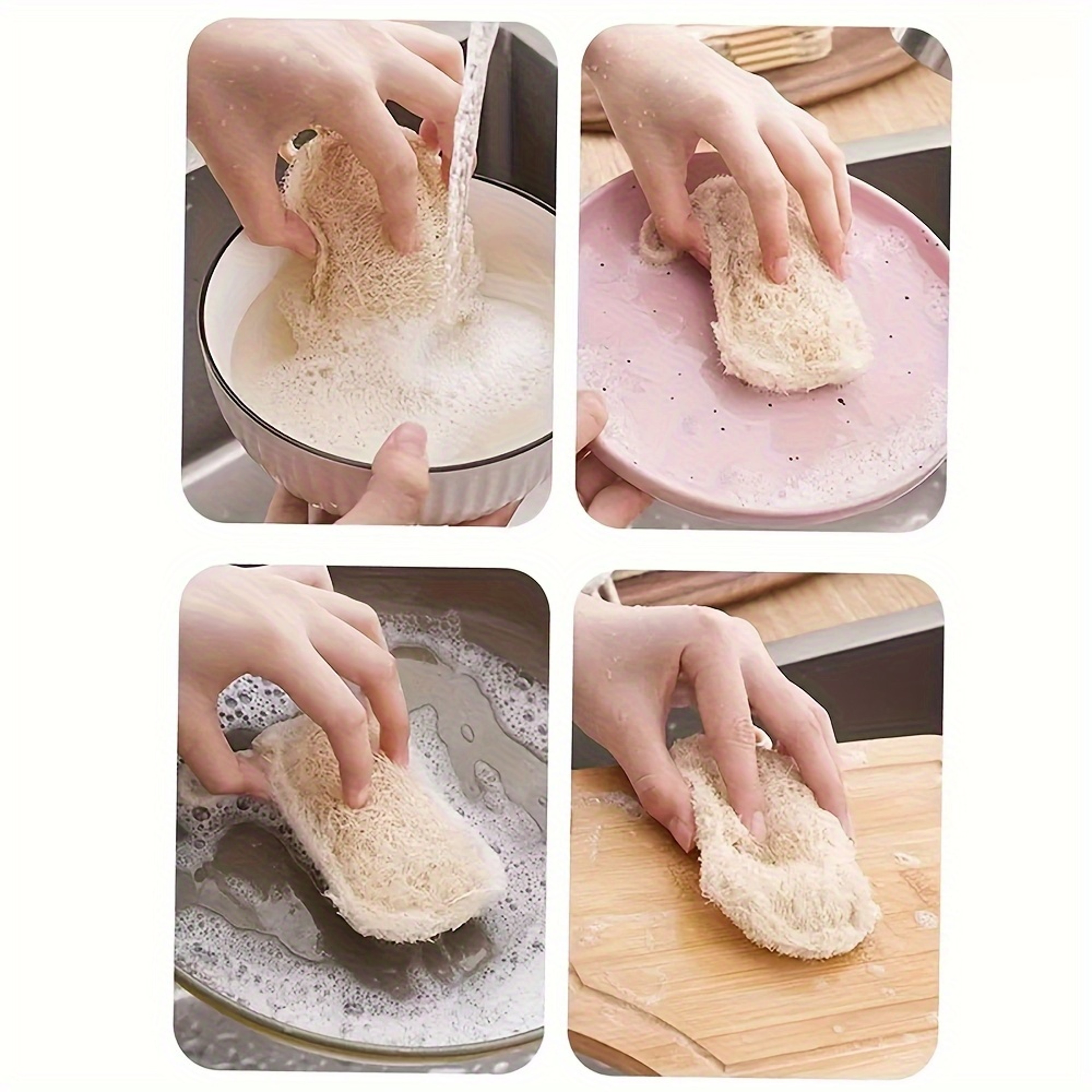 Natural Loofah Sponge Dish Scrubber Eco Friendly Kitchen Scrub Pad For Pots Pans  Dishes 4