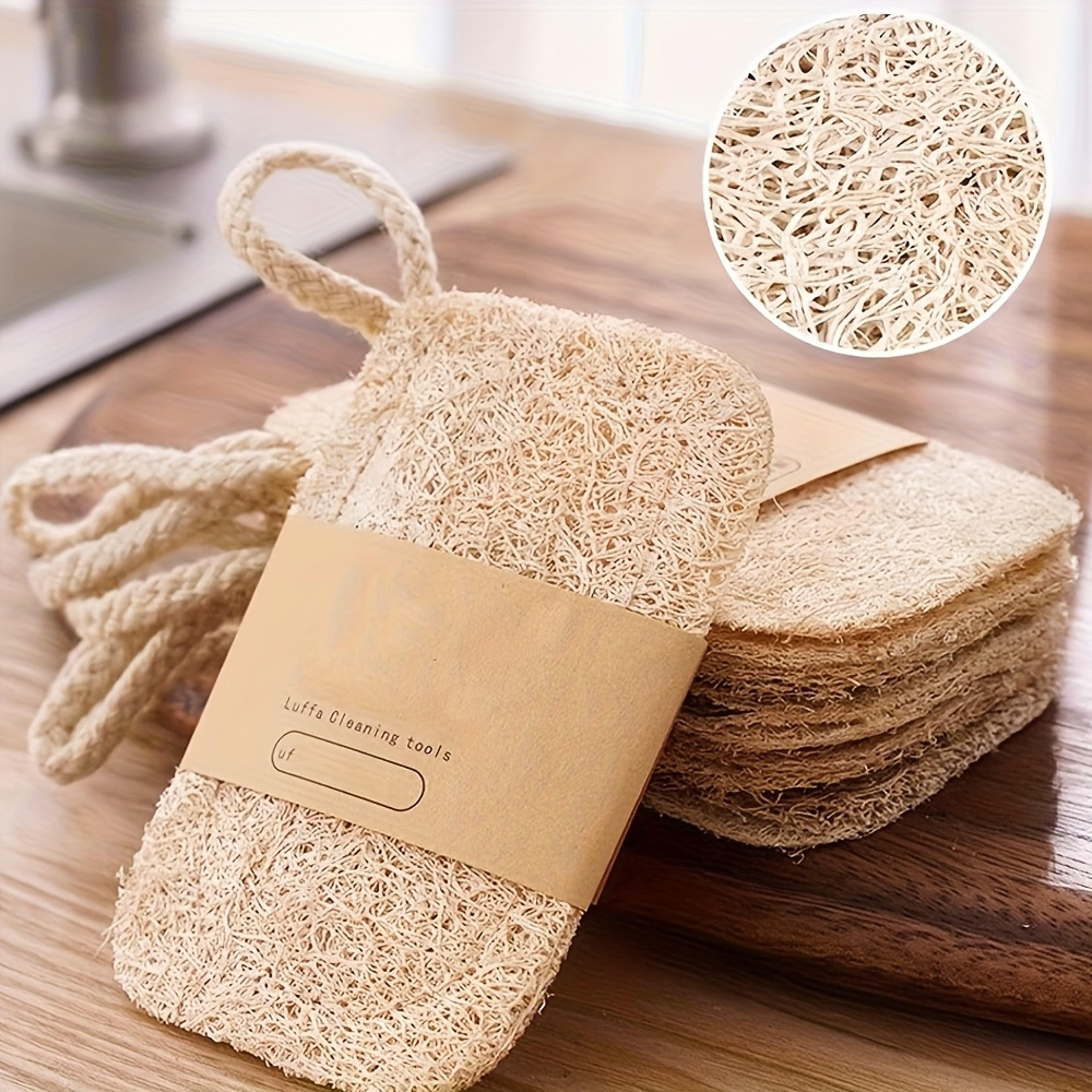 Natural Loofah Sponge Dish Scrubber Eco Friendly Kitchen Scrub Pad For Pots Pans  Dishes 7