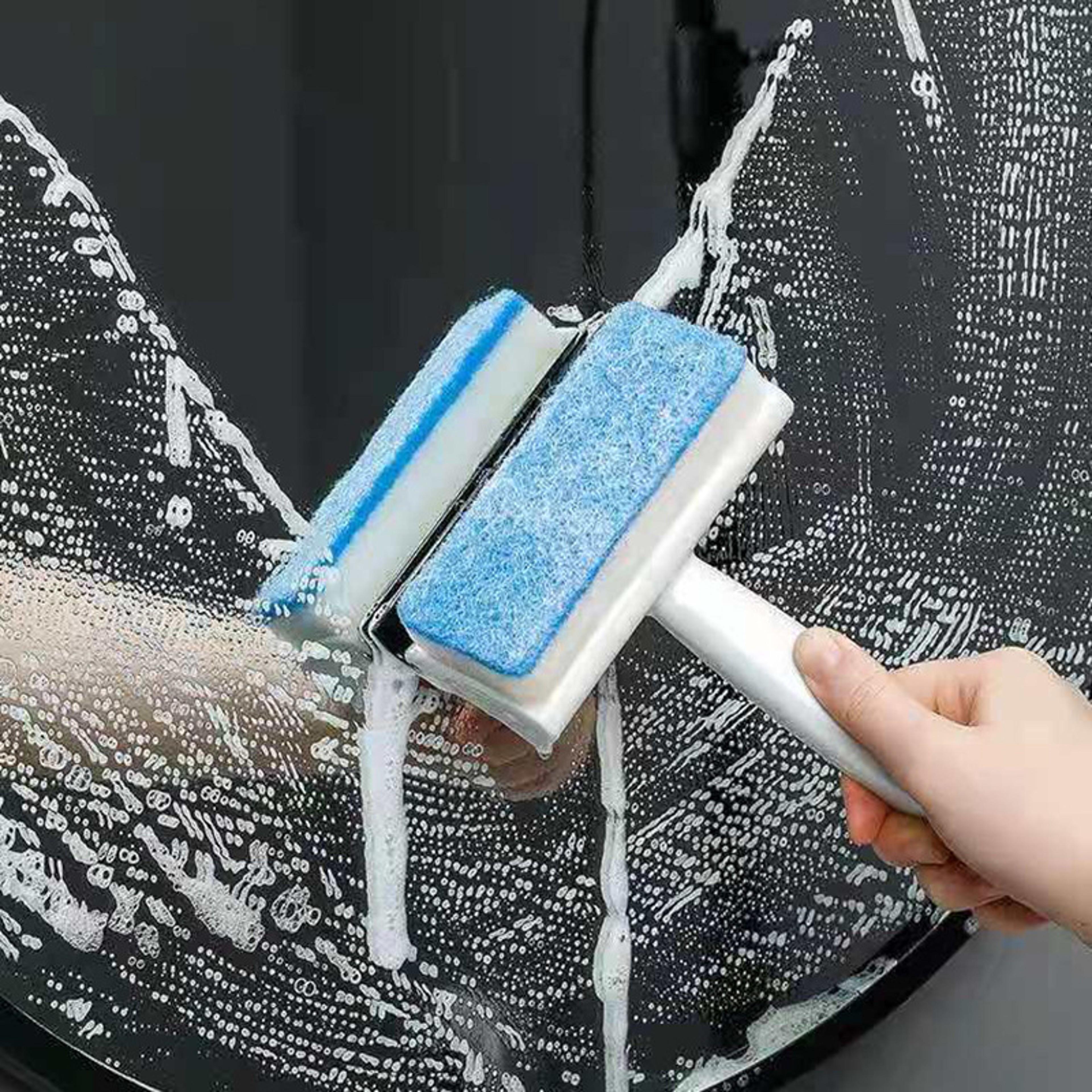 Window Squeegee & Glass Cleaning Brush with Soap Dispenser for Mirrors, Windows & Bathroom Surfaces – view 1