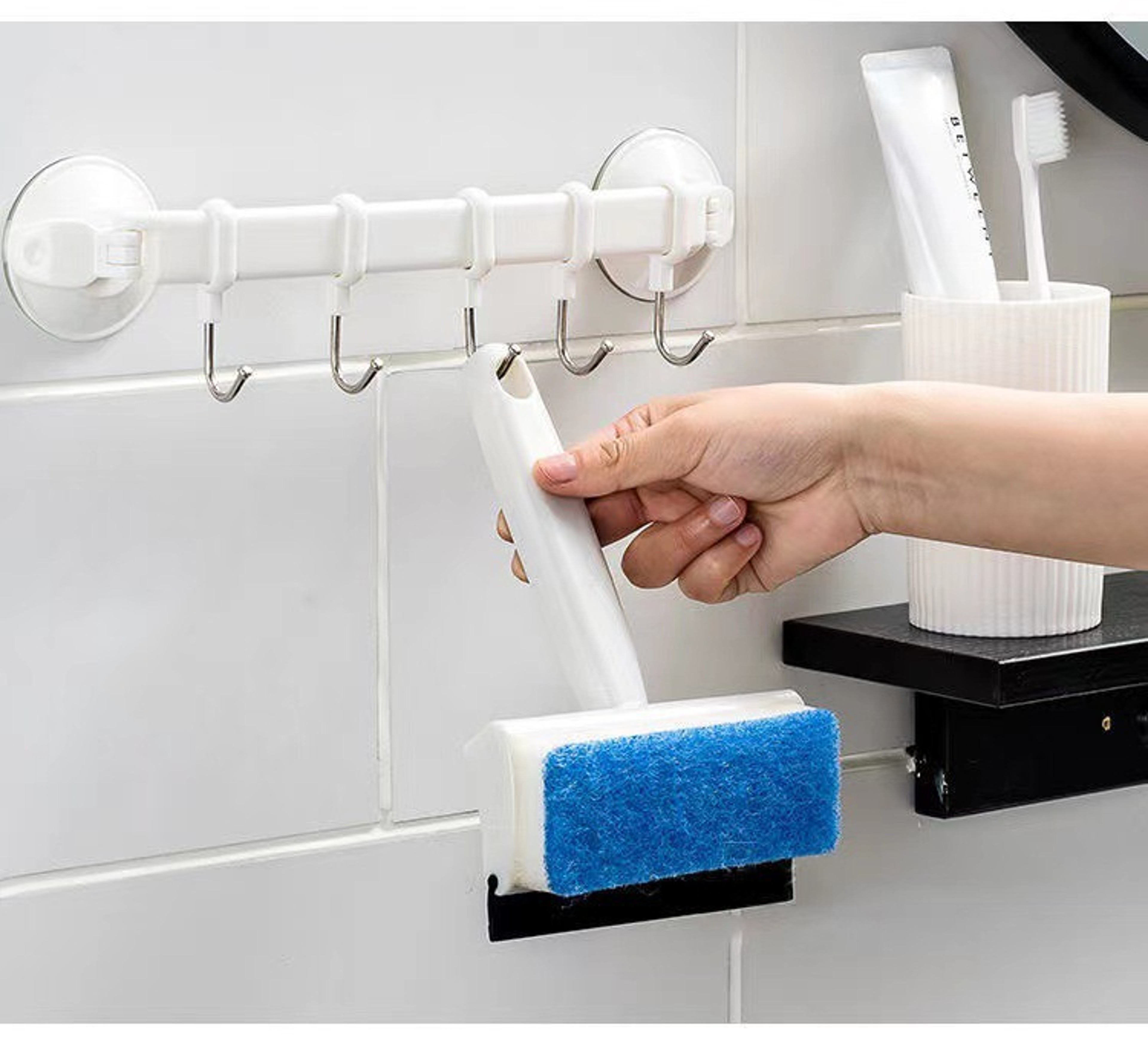 Window Squeegee & Glass Cleaning Brush with Soap Dispenser for Mirrors, Windows & Bathroom Surfaces – view 6