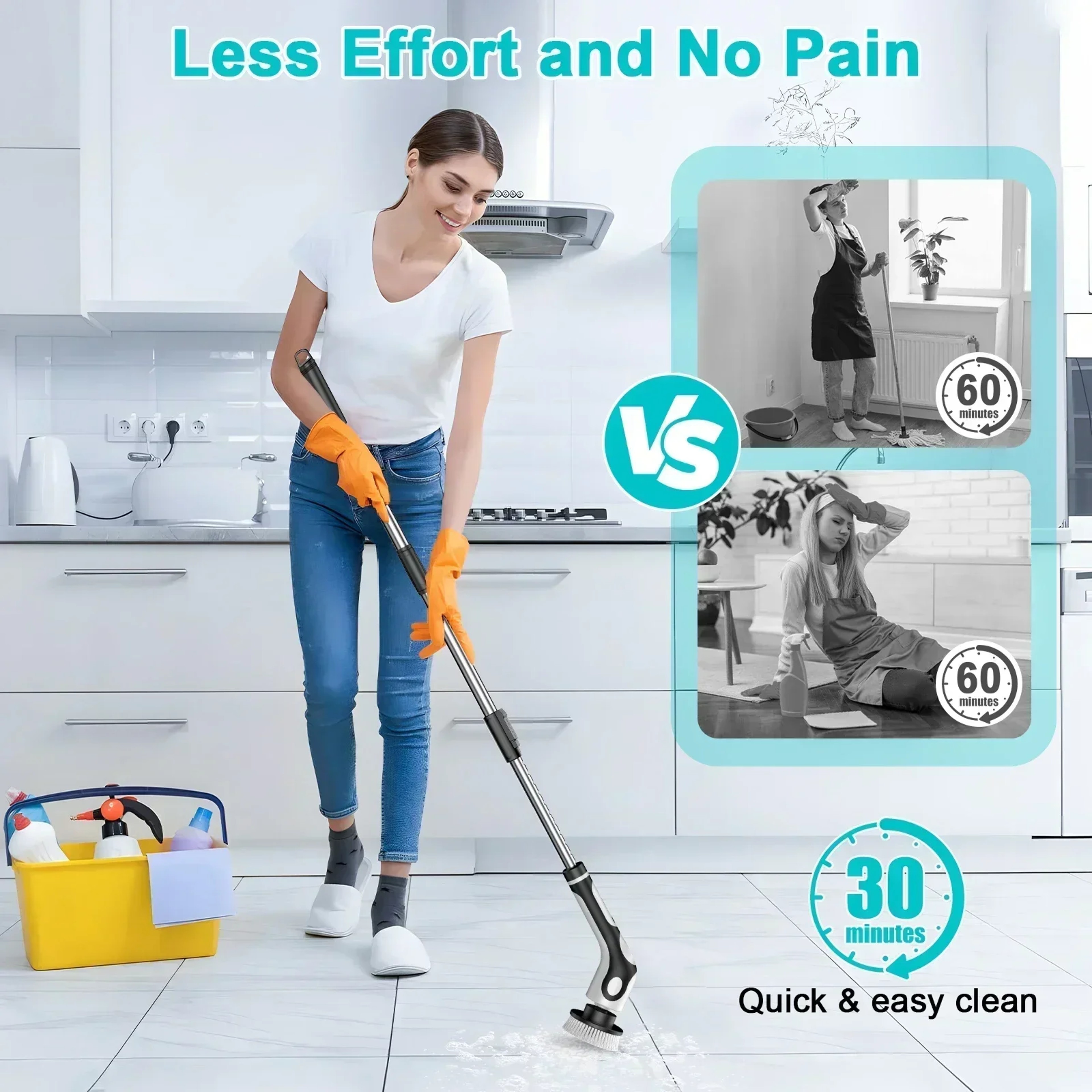 Electric Cleaning Brush Cordless Spin Scrubber for Kitchen & Home Cleaning – view 3