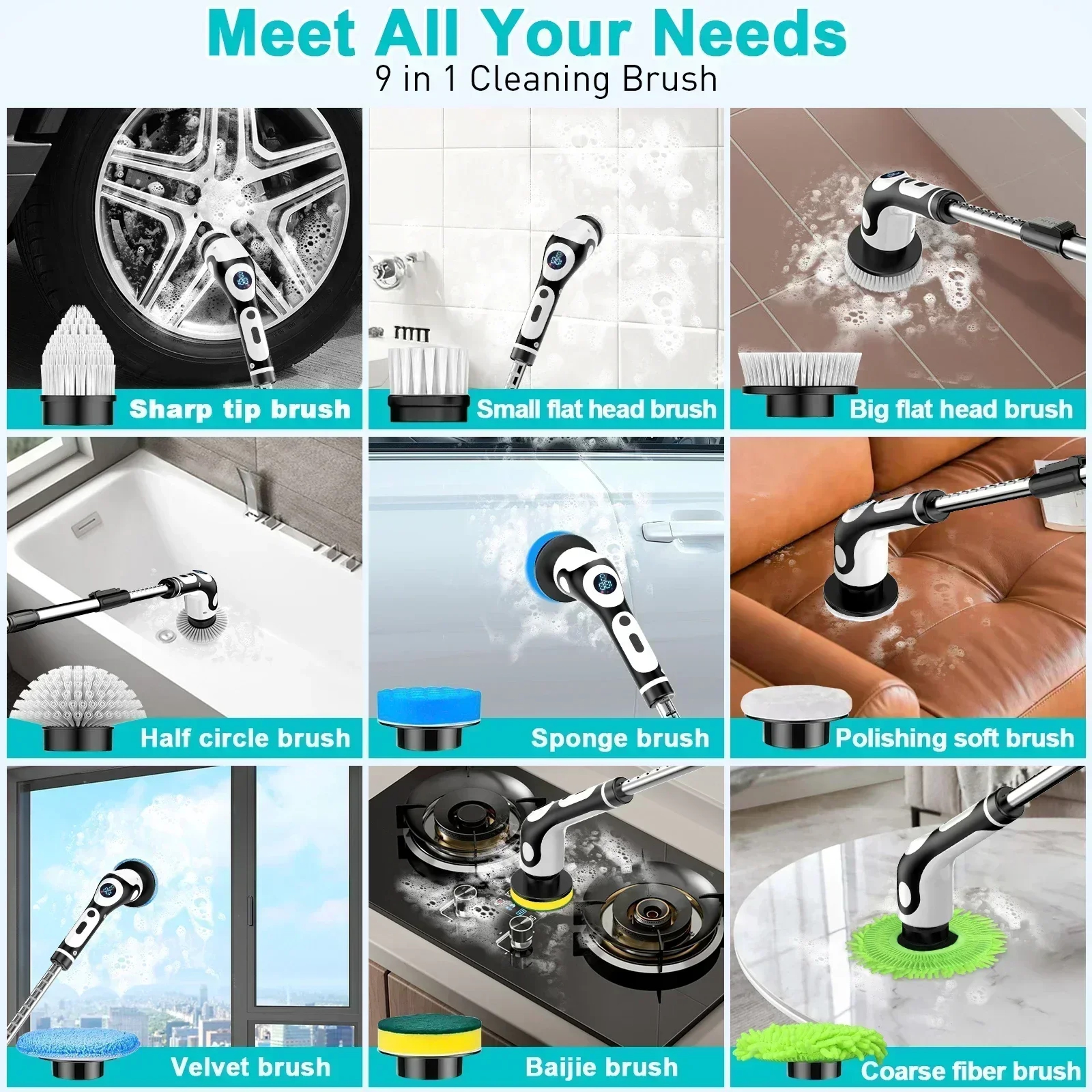 Electric Cleaning Brush Cordless Spin Scrubber for Kitchen & Home Cleaning – view 6