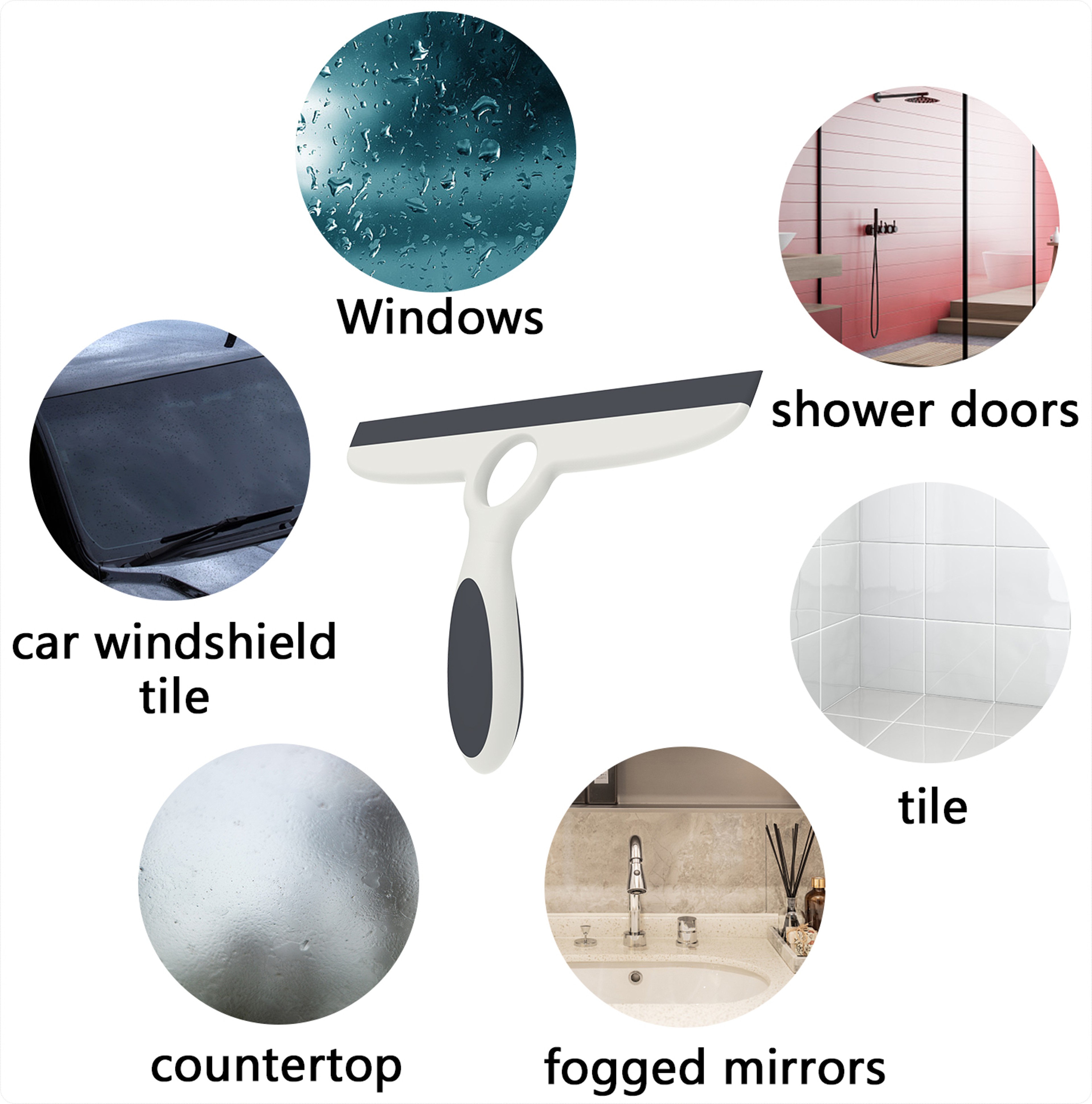 EHOMGUI Shower Squeegee Window & Mirror Cleaner with Adhesive Hook – view 5