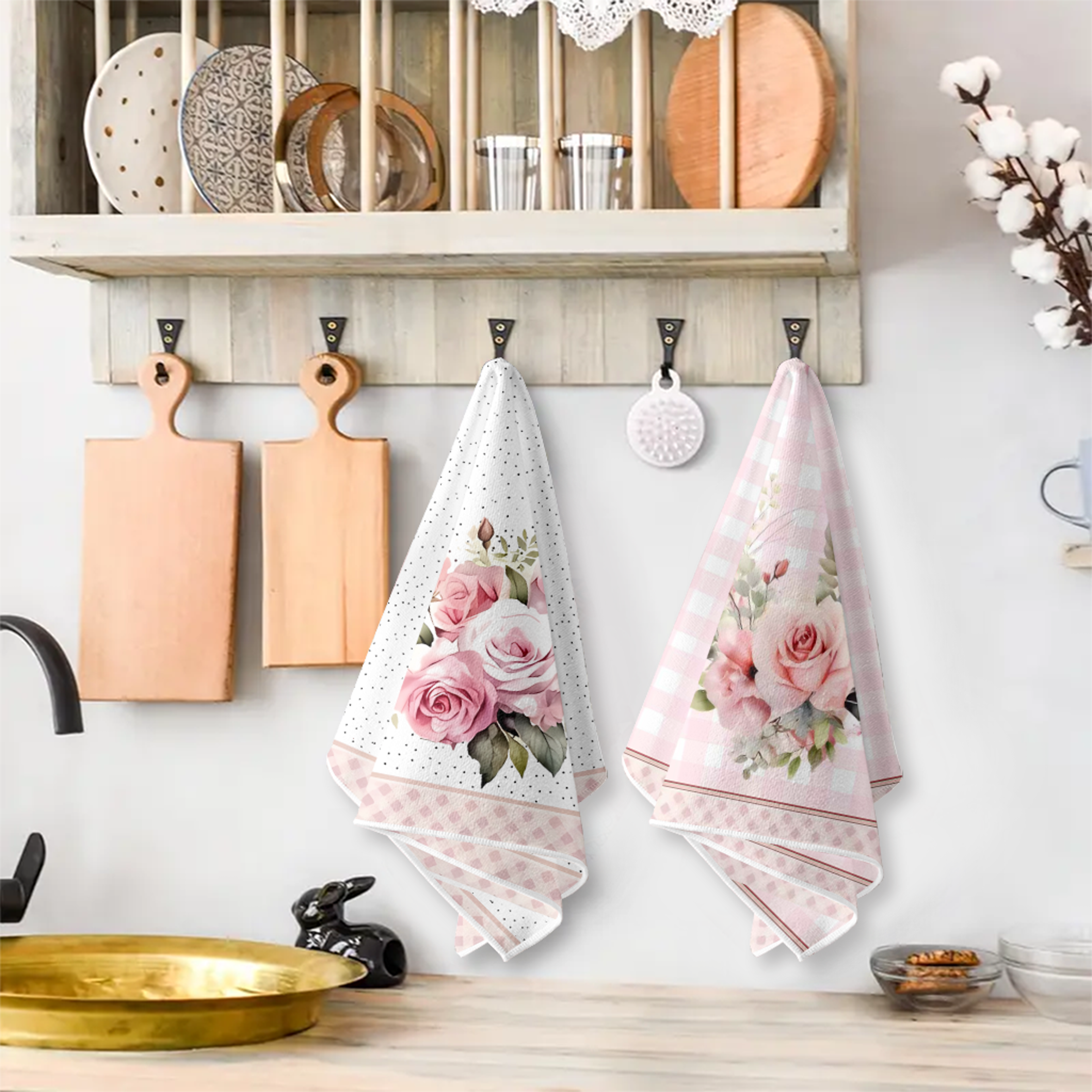 Vintage Rose Kitchen Towels Set of Soft Absorbent Kitchen Towels for Cooking & Drying – view 4
