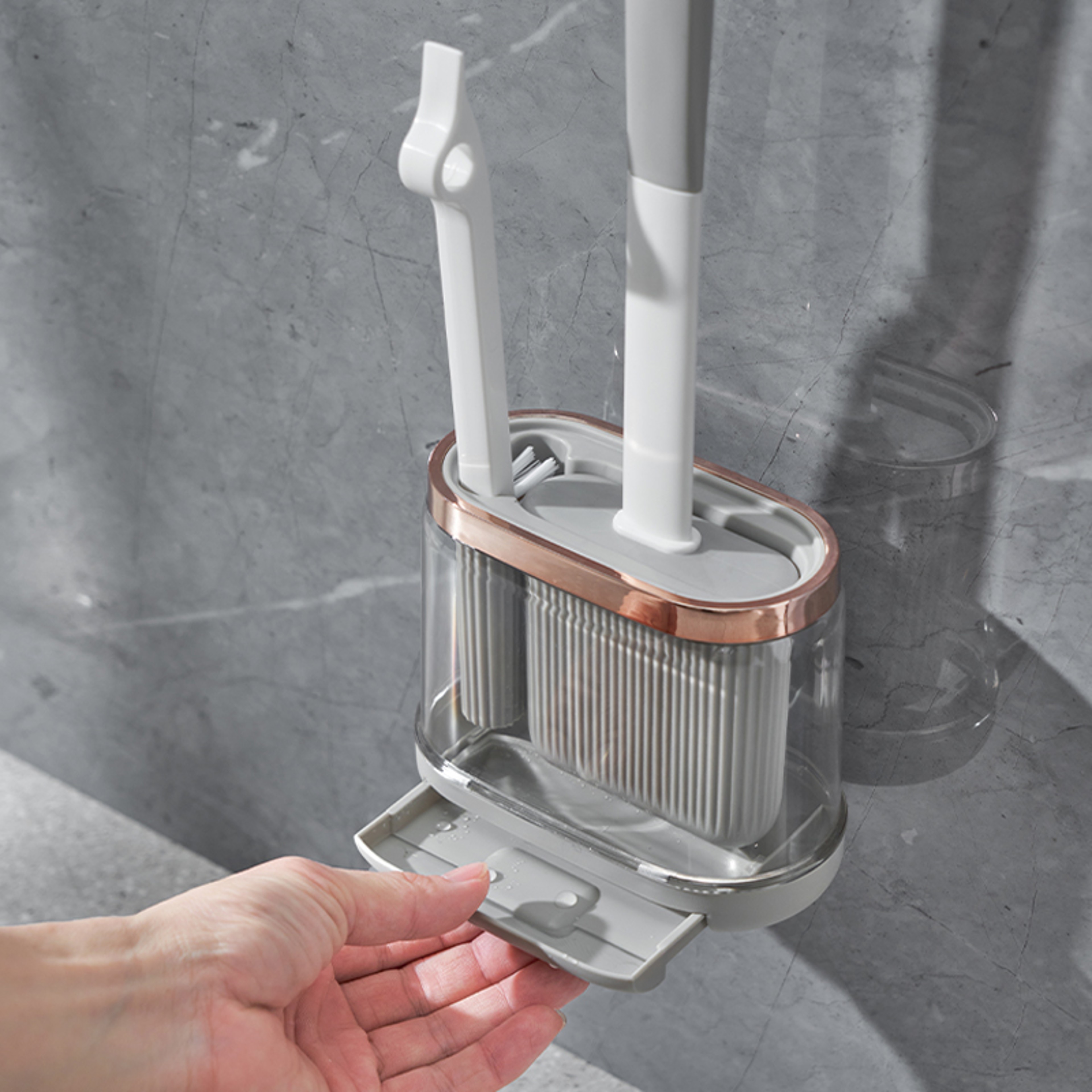 Silicone Toilet Brush With Holder Long Handle Bathroom Cleaning Brush 2