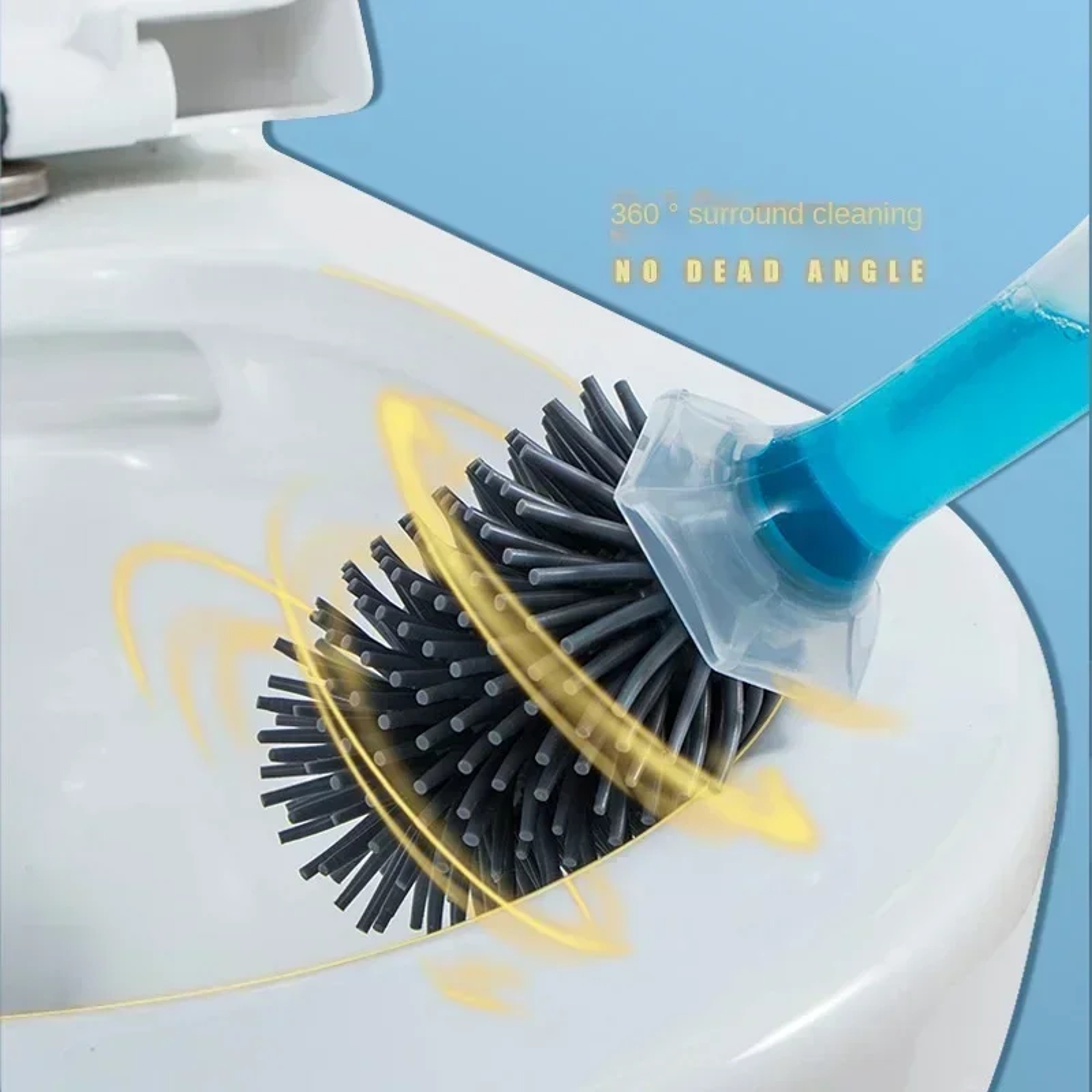 Refillable Silicone Toilet Brush with Holder Wall Mounted Bathroom Cleaning Set – view 3