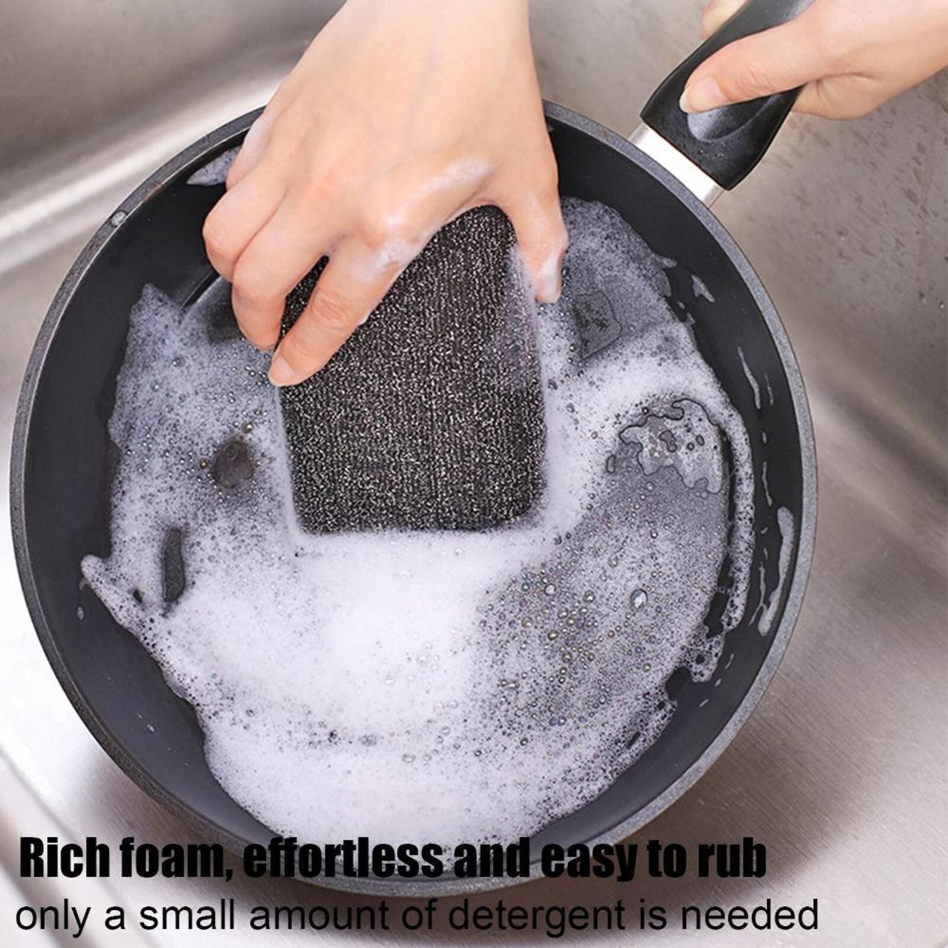 Non Scratch Dish Sponge Set Of Reusable Stainless Steel Kitchen Scrub Sponges 2