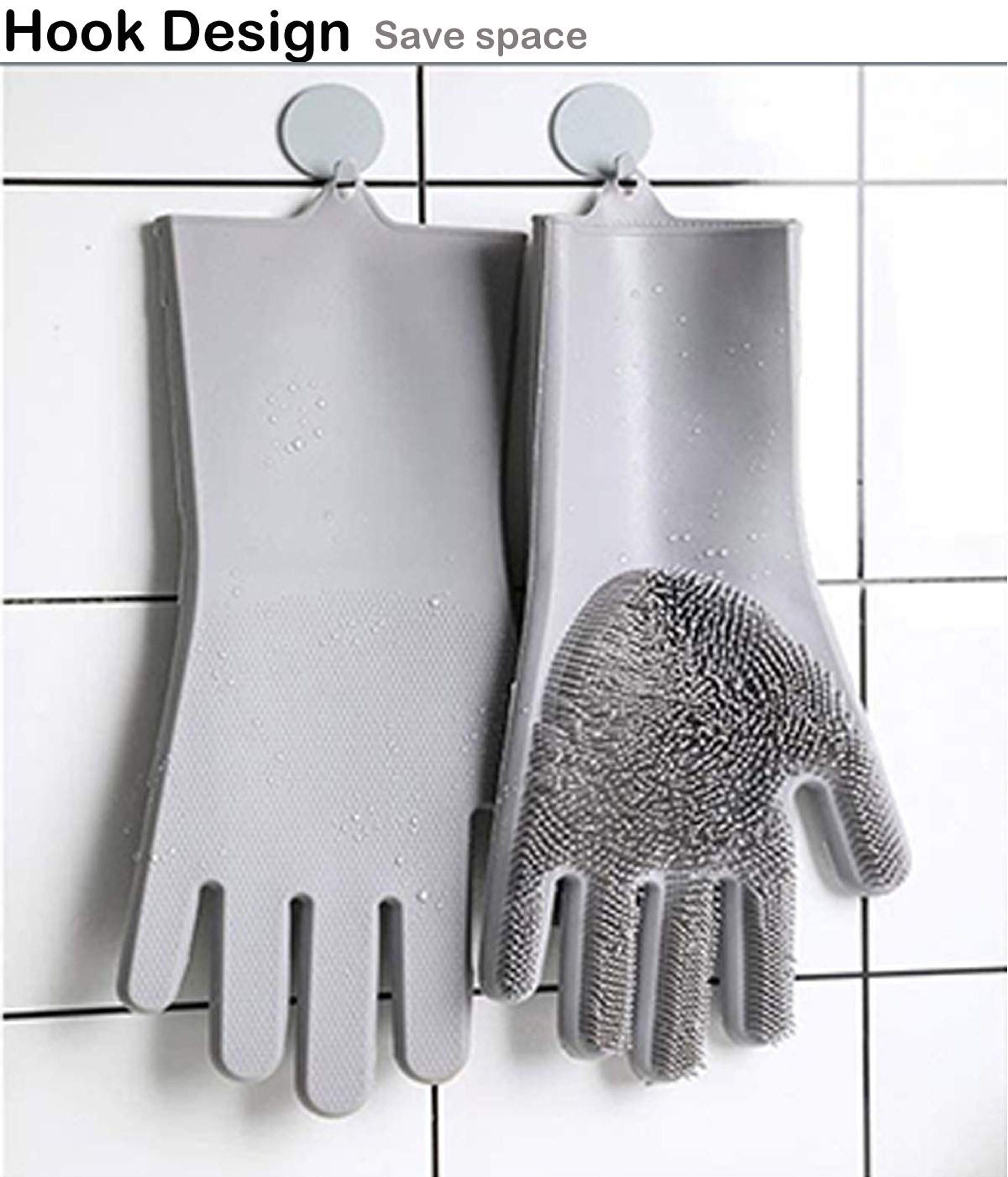 Silicone Dishwashing Gloves With Soft Scrubbing Bristles For Kitchen Cleaning  Pet Bathing 4