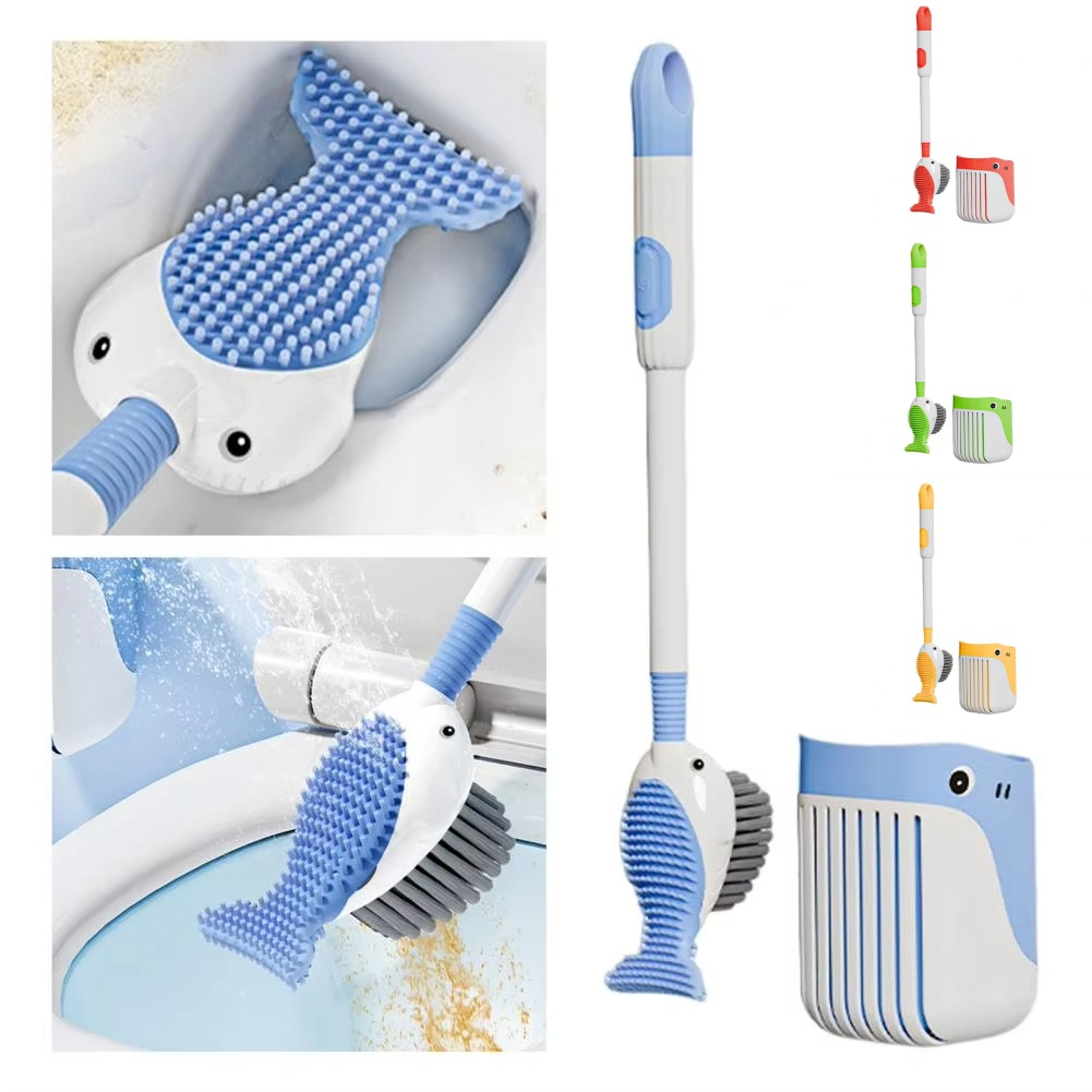 WhaleClean Silicone Toilet Brush with Wall Mounted Holder & Degree Deep Cleaning – view 1
