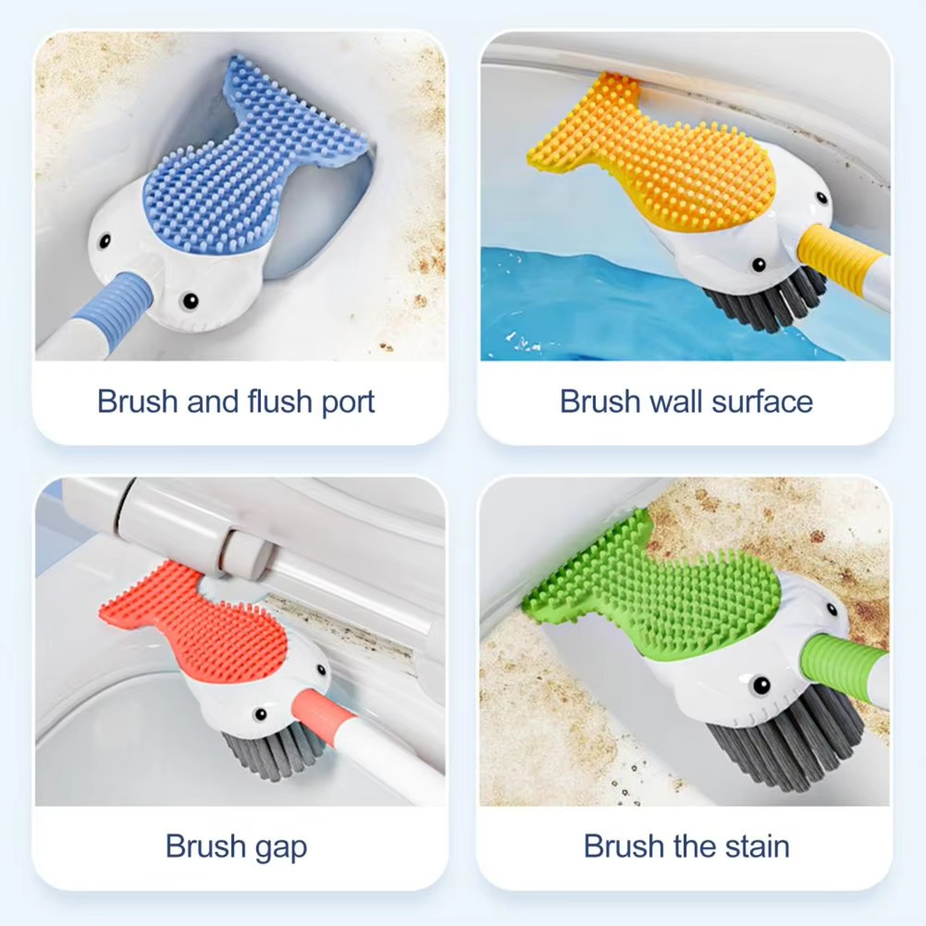 WhaleClean Silicone Toilet Brush with Wall Mounted Holder & Degree Deep Cleaning – view 5