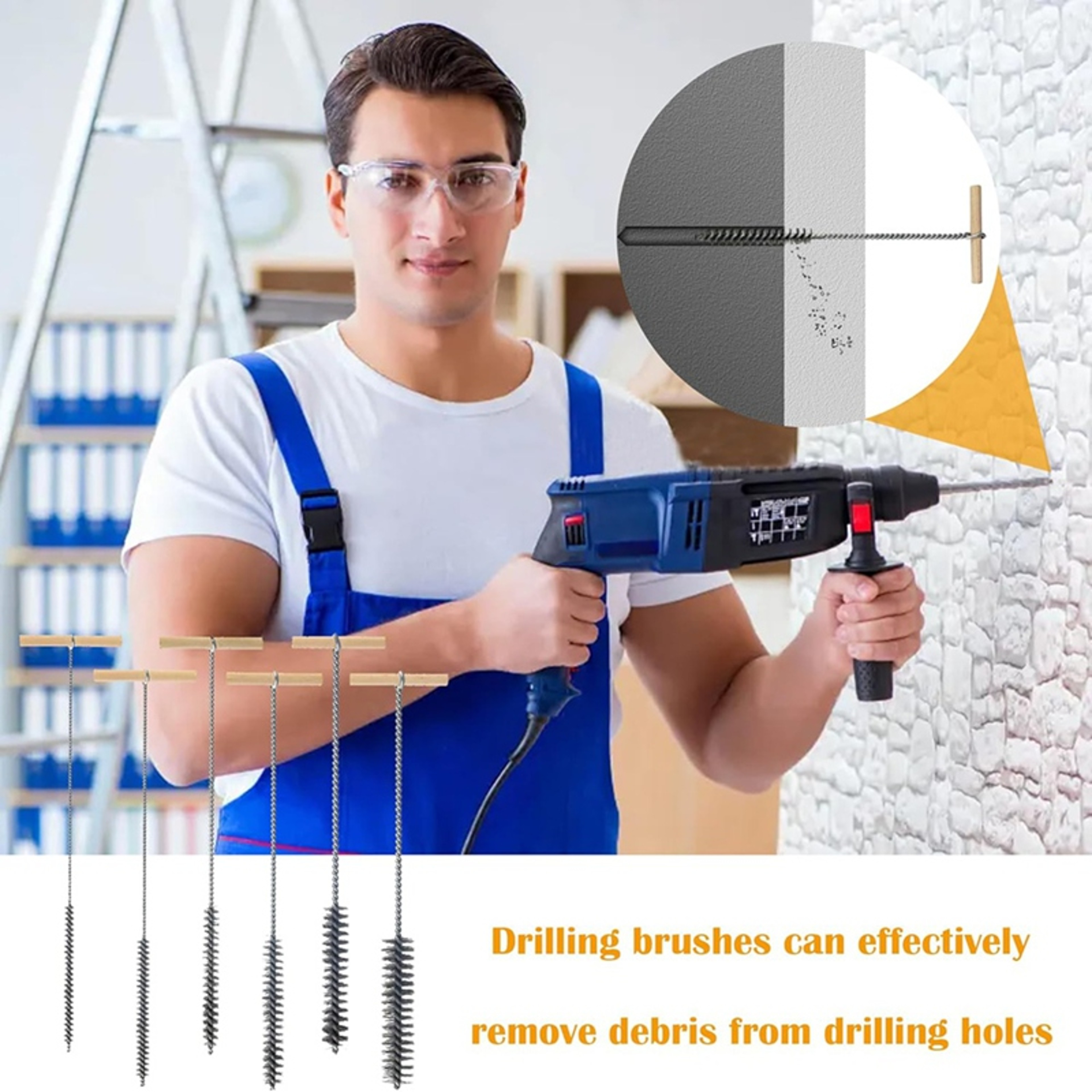 Drill Hole Brush Set Stainless Steel Pipe & Bore Cleaning Brush Kit – view 3