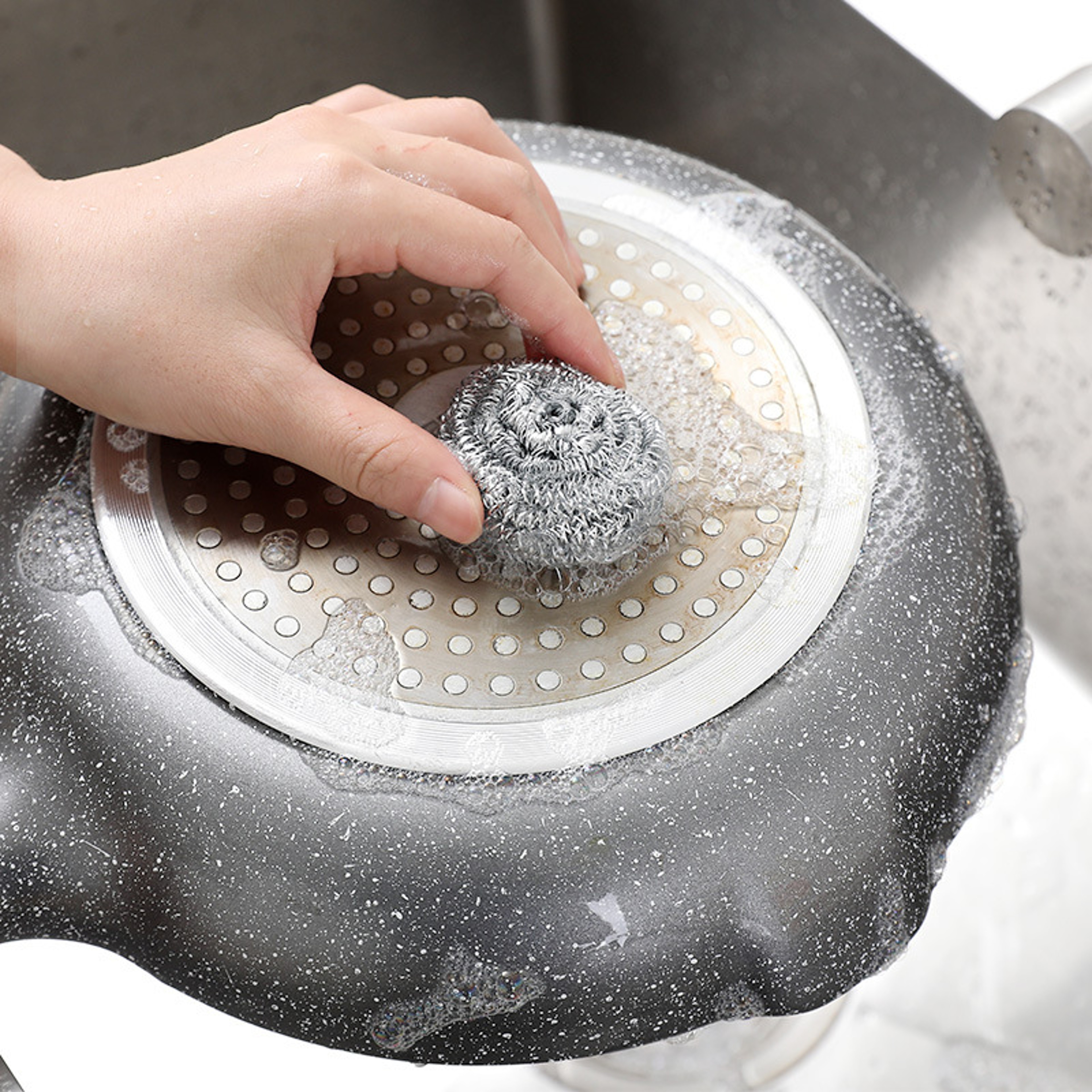 Heavy Duty Stainless Steel Scrubber Piece Scouring Pad Set for Pots, Pans & Kitchen Cleaning – view 4