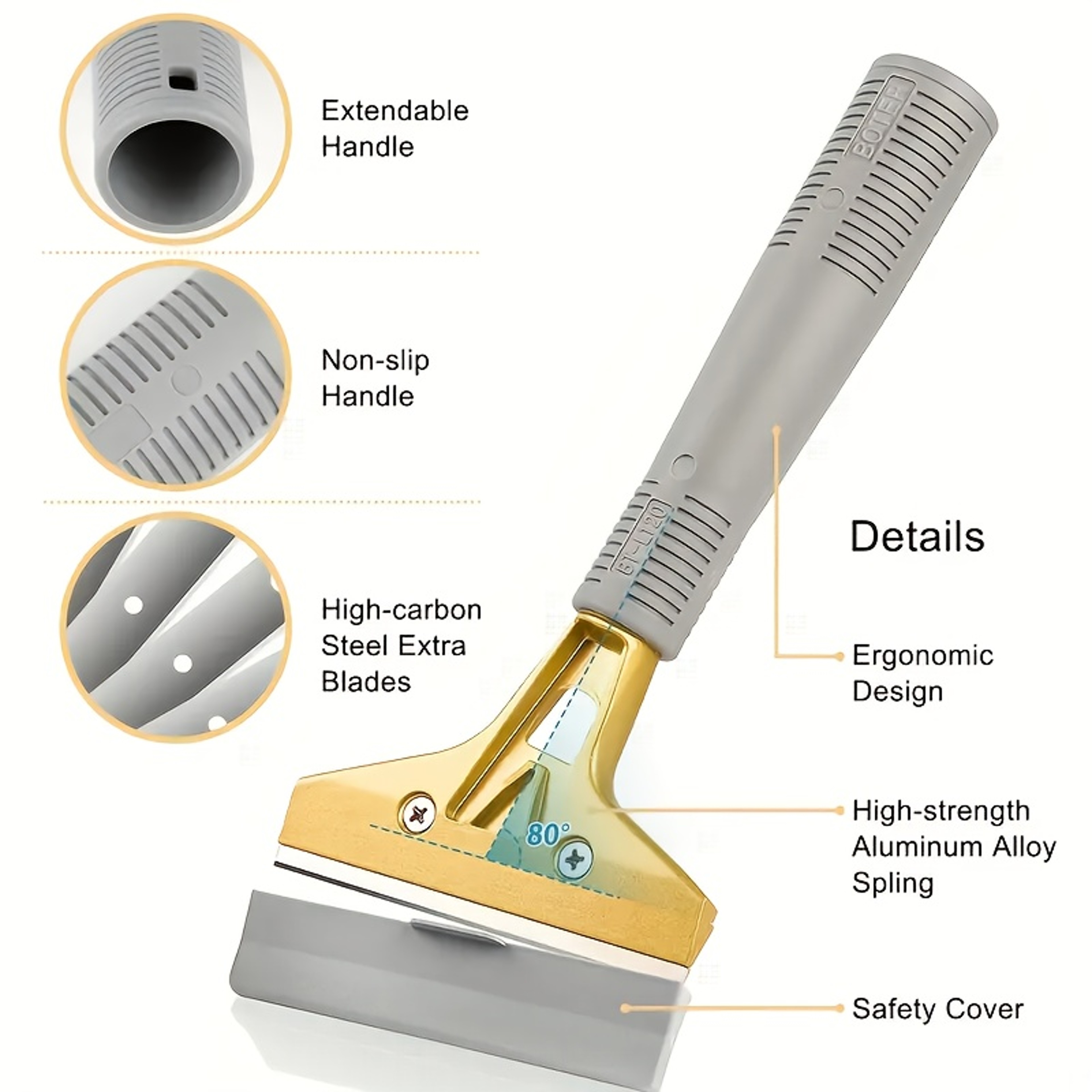 Multi Surface Razor Scraper with  Replacement Blades for Glass, Paint & Sticker Removal – view 6