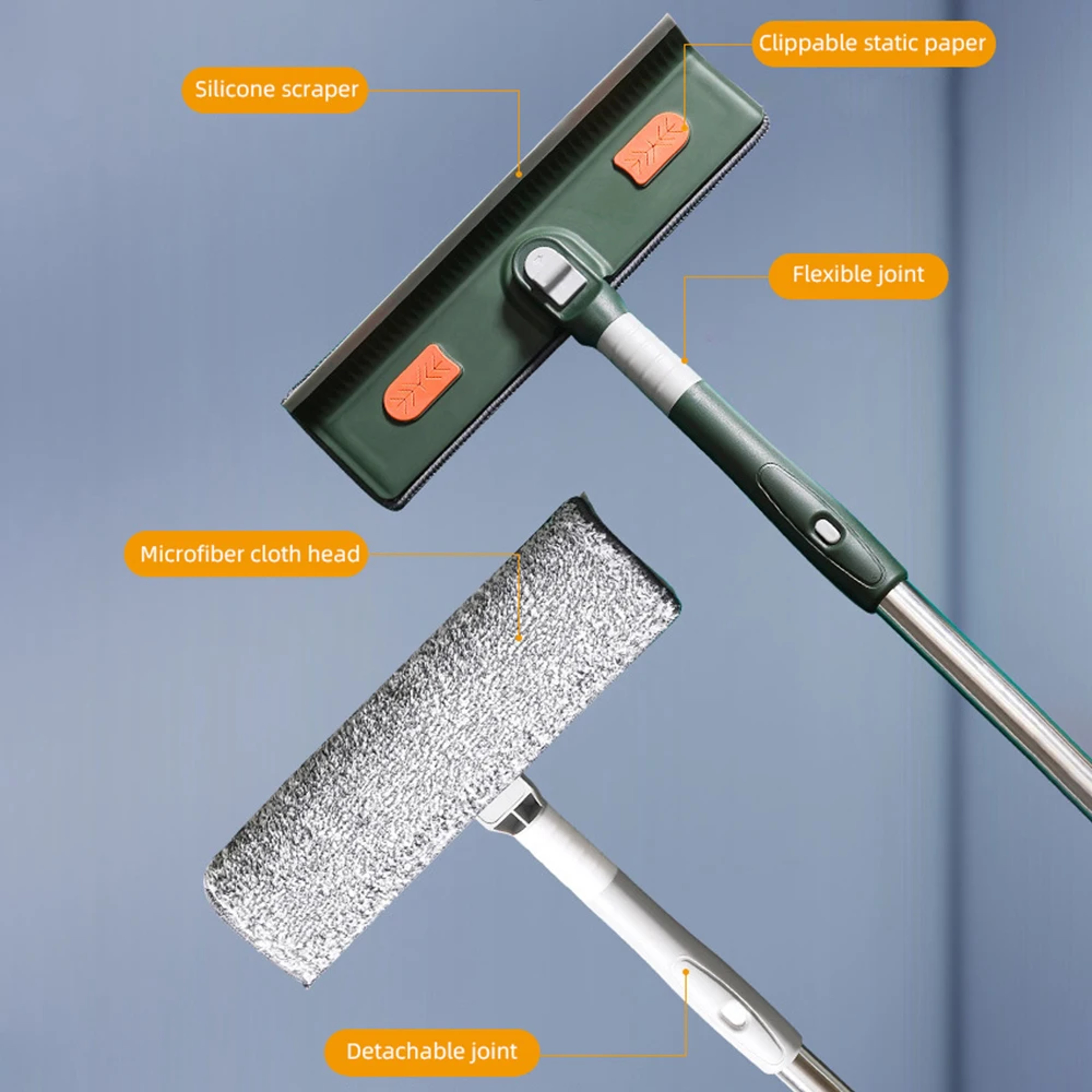 Extendable Window Cleaning Tool with Silicone Squeegee & Glass Cleaning Mop – view 4