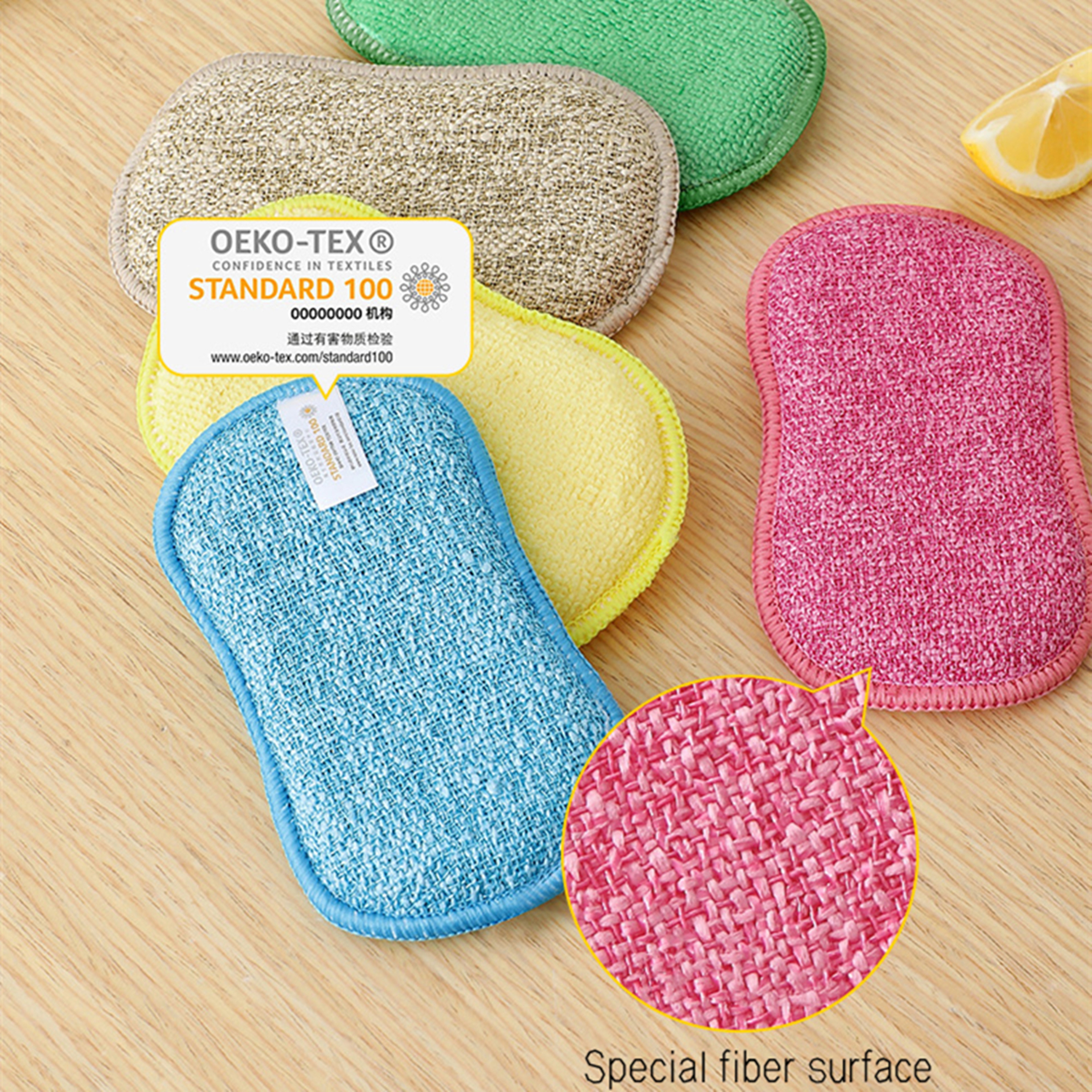 Dishwashing Sponge Set Double-Sided Microfiber Sponge for Non Scratch Kitchen Cleaning – view 3