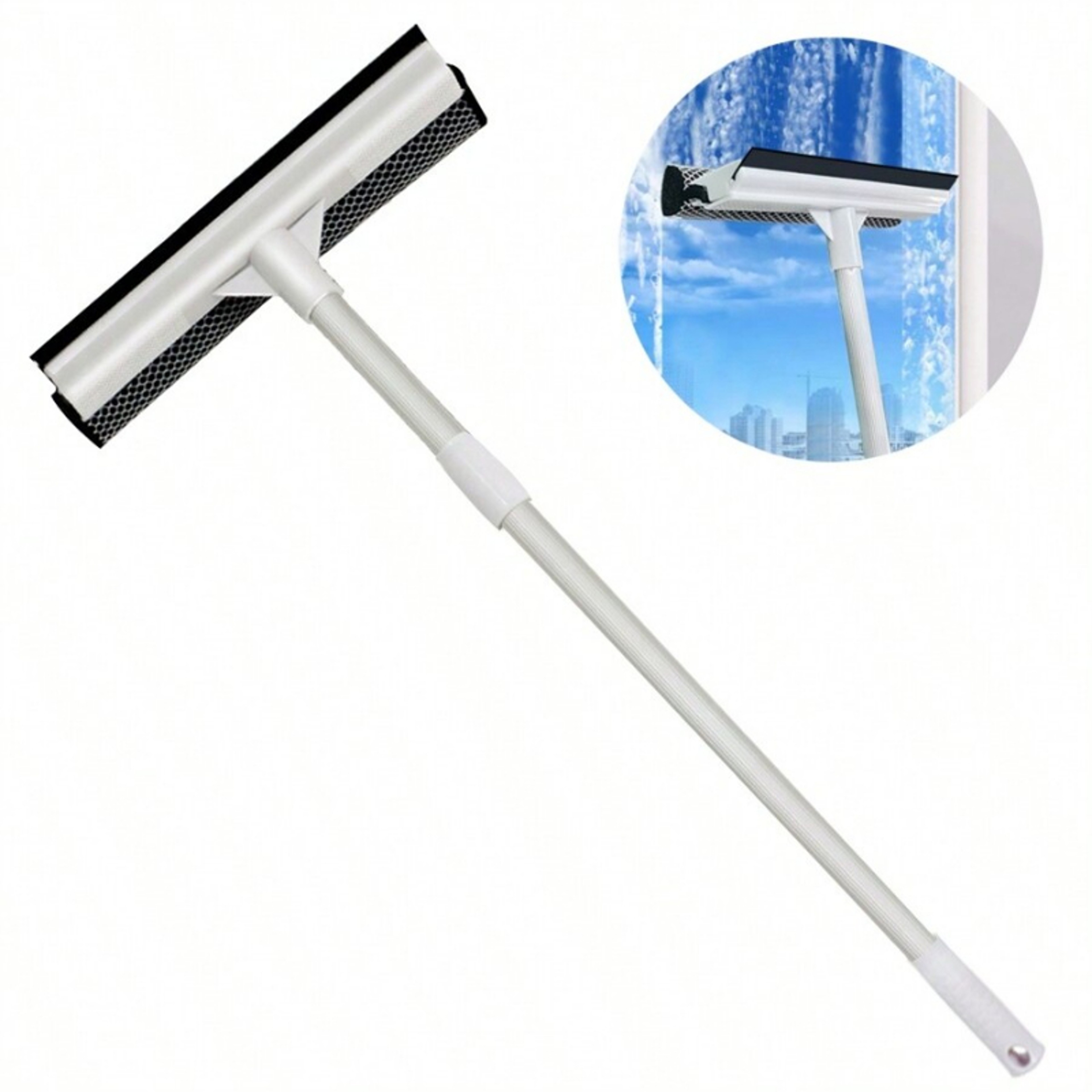SparkReach Window Cleaning Brush with Glass Squeegee Adjustable Long Handle – view 1