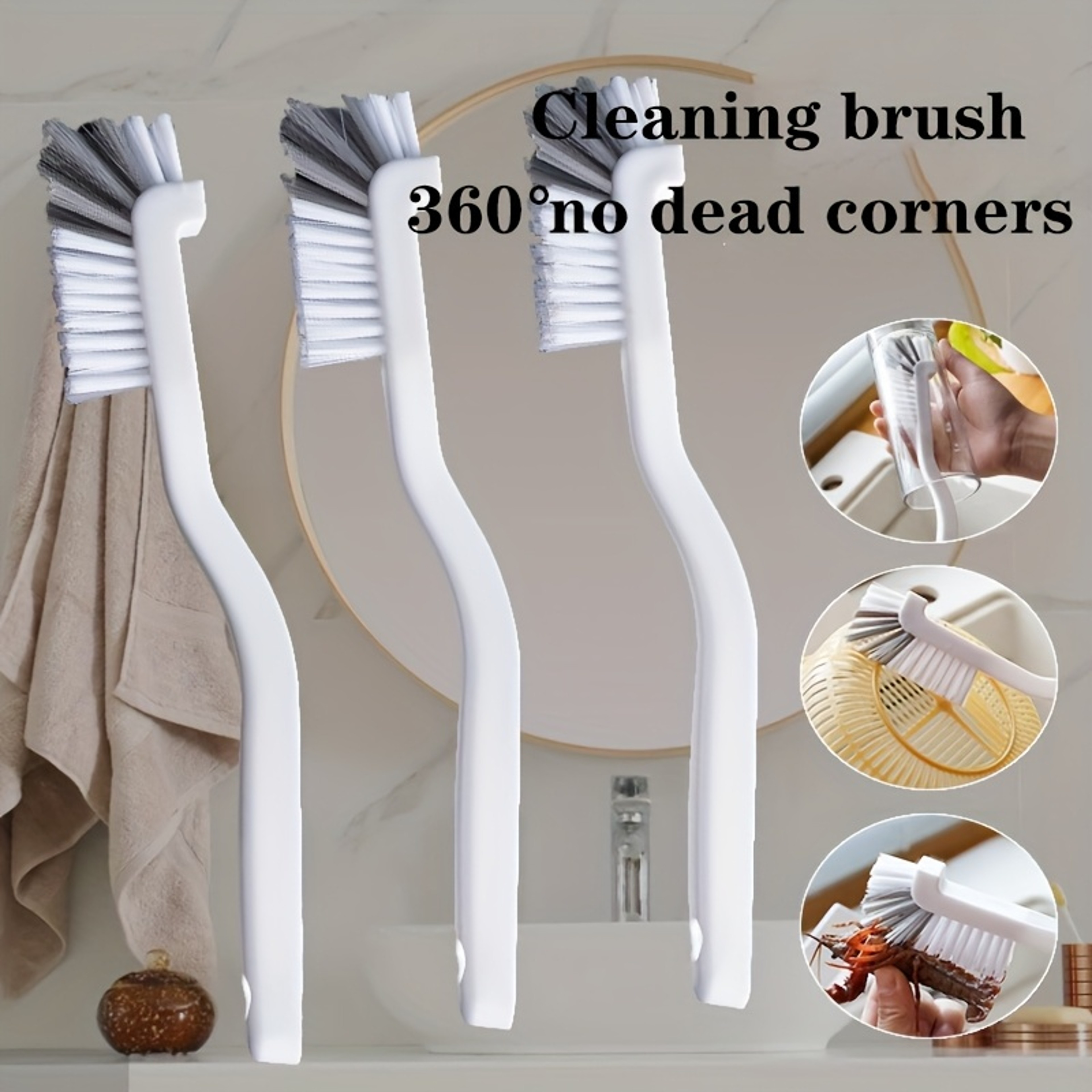 CleanSweep Cleaning Brush Set For Kitchen Bathroom Tiles  Hard To Reach Corners 0