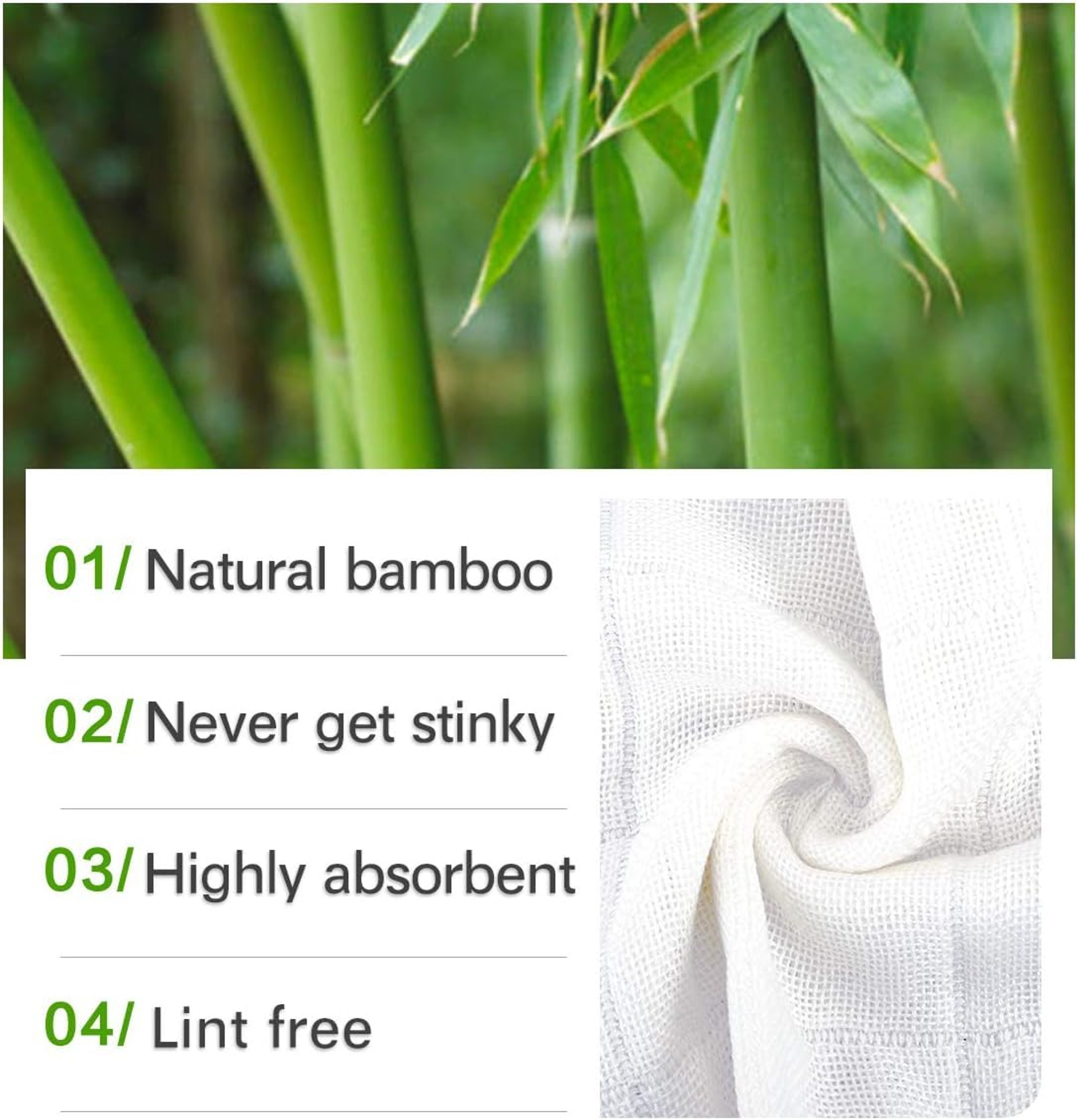 Reusable Bamboo Dish Cloths Pack Absorbent Kitchen Towels  Machine Washable Cleaning Cloths 1
