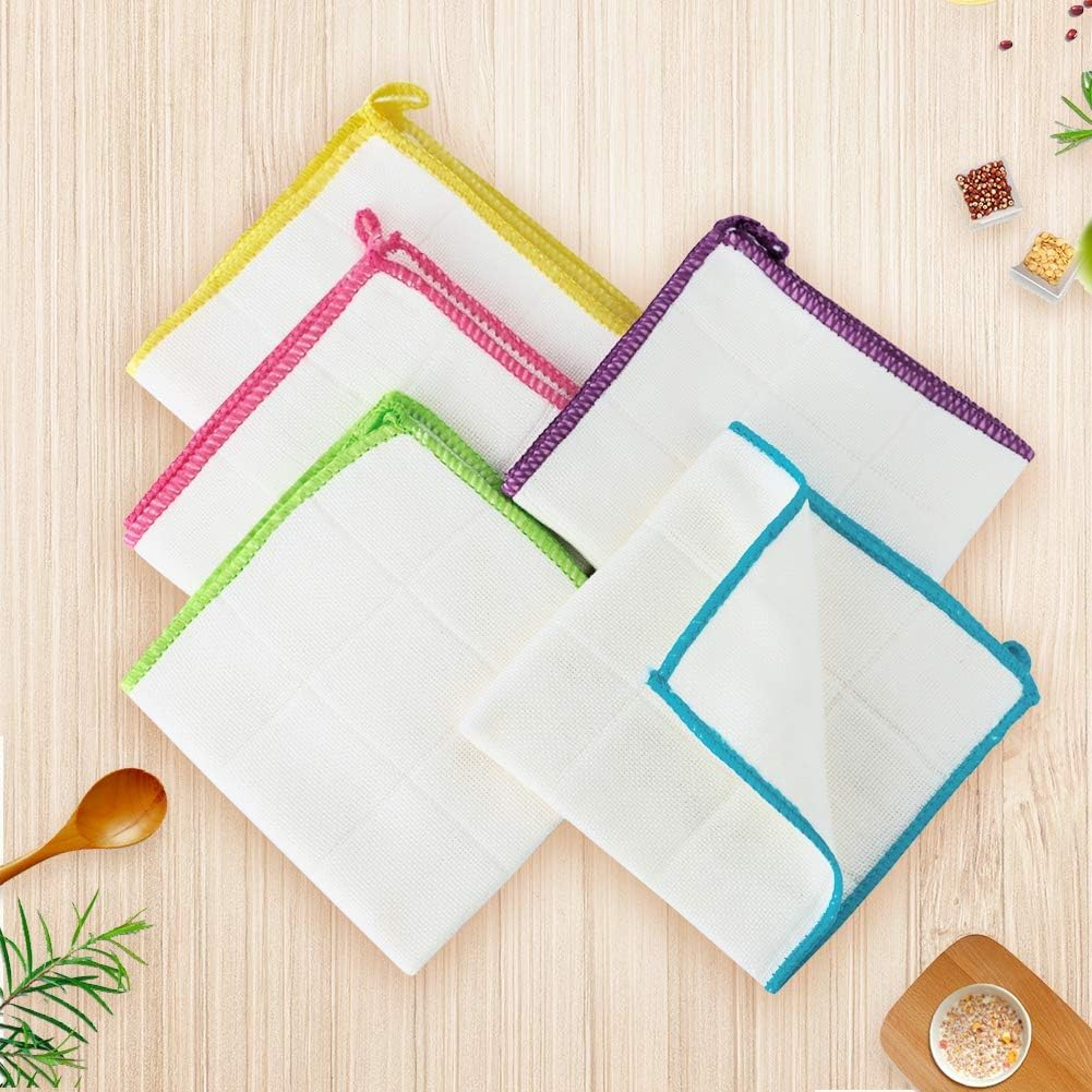 Reusable Bamboo Dish Cloths Pack Absorbent Kitchen Towels  Machine Washable Cleaning Cloths 6