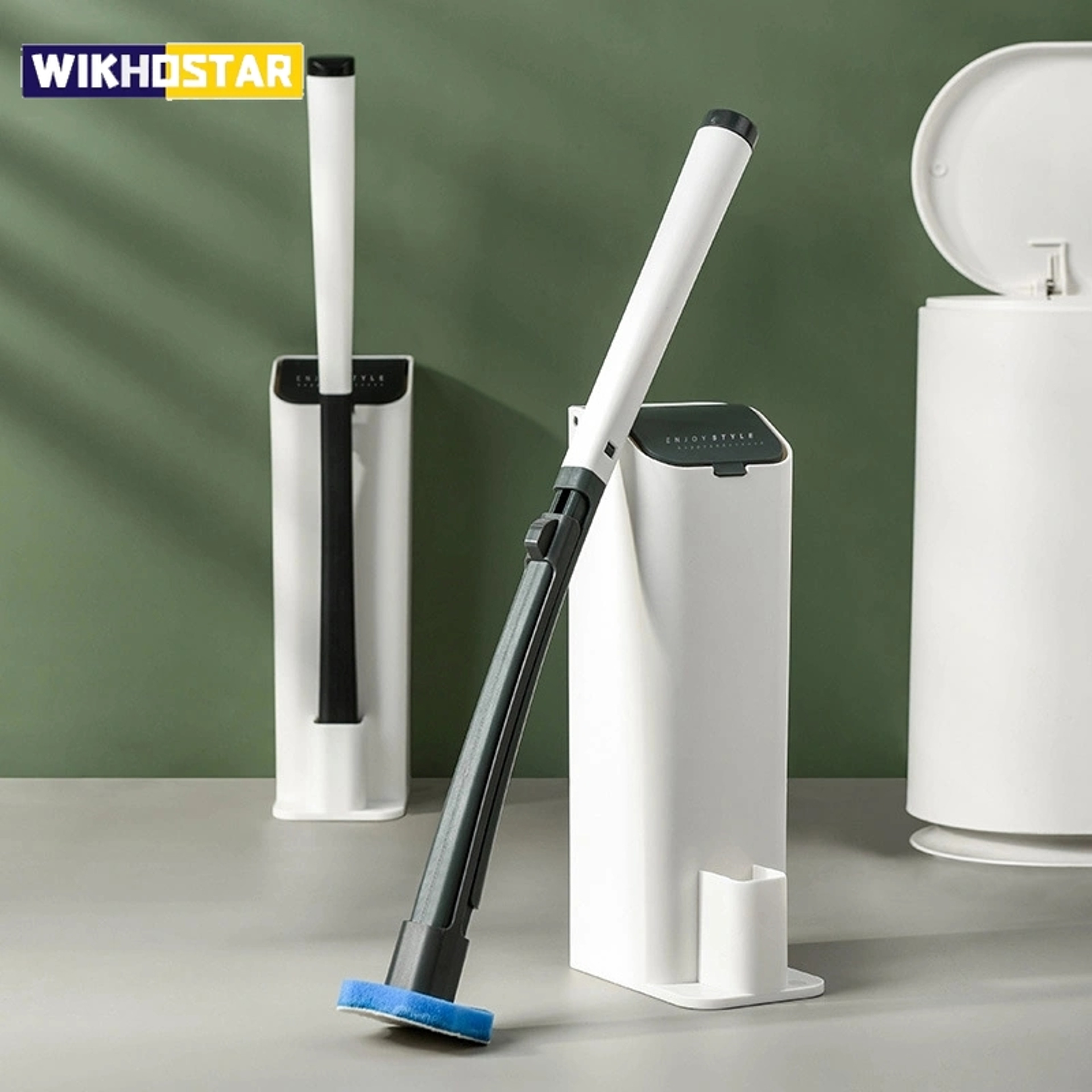 WIKHOSTAR Disposable Toilet Brush with Long Handle & Replaceable Brush Heads for Deep Bathroom Cleaning – view 1
