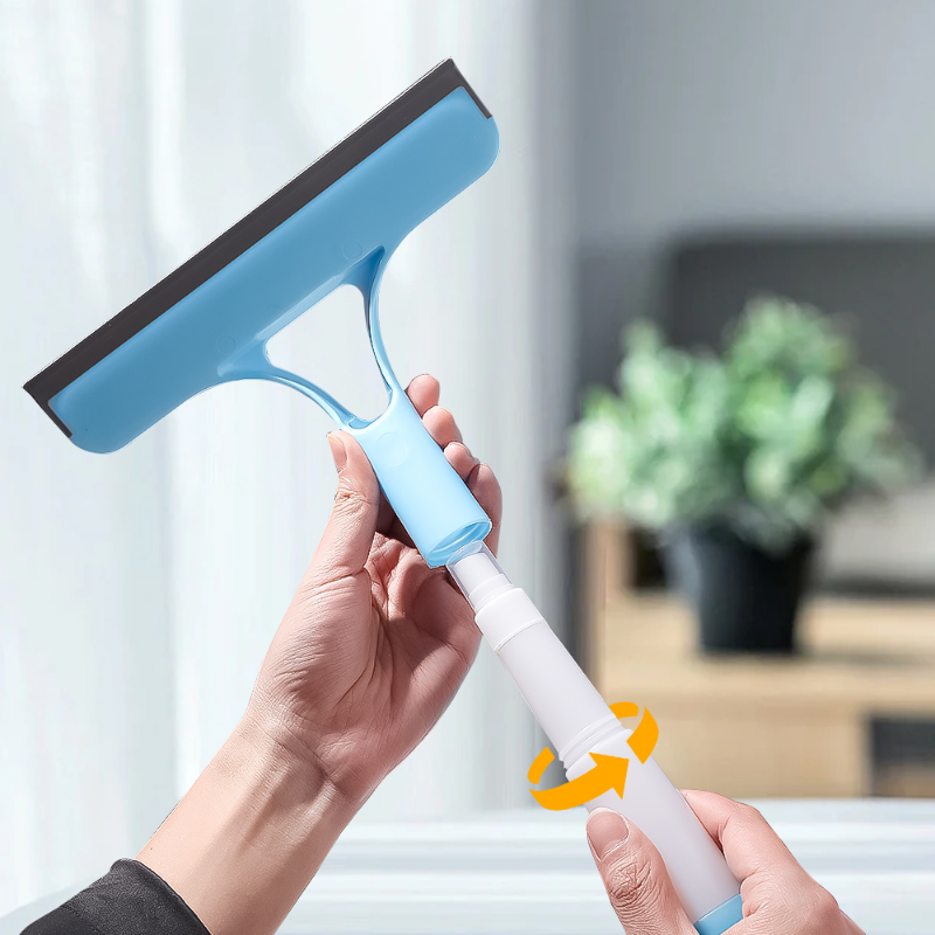 Window Cleaning Tool with Built In Water Tank & Glass Squeegee for Streak Free Shine – view 3