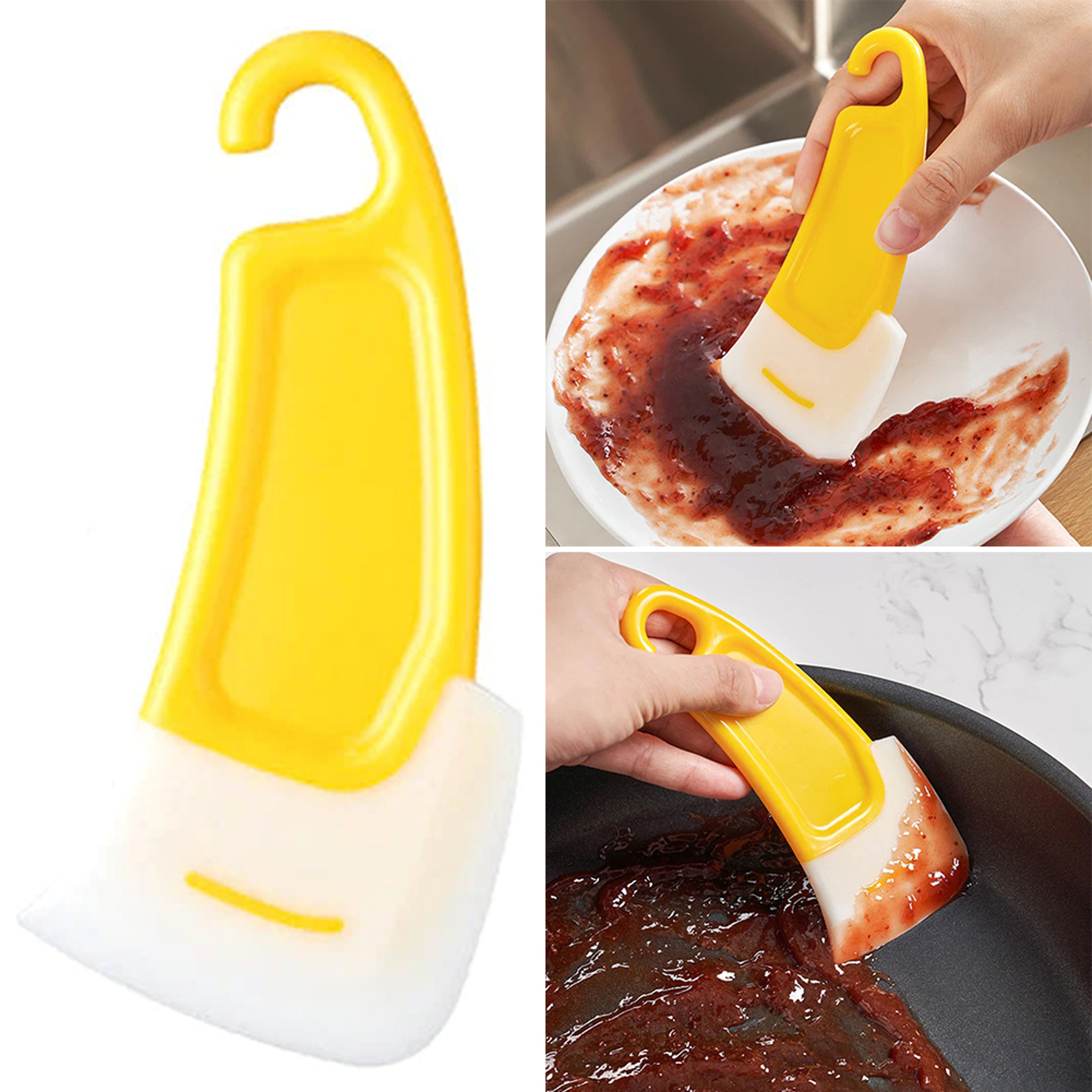 Flexible Silicone Pan Scraper Kitchen Cleaning Tool For Bowls Dishes  NonStick Cookware 3