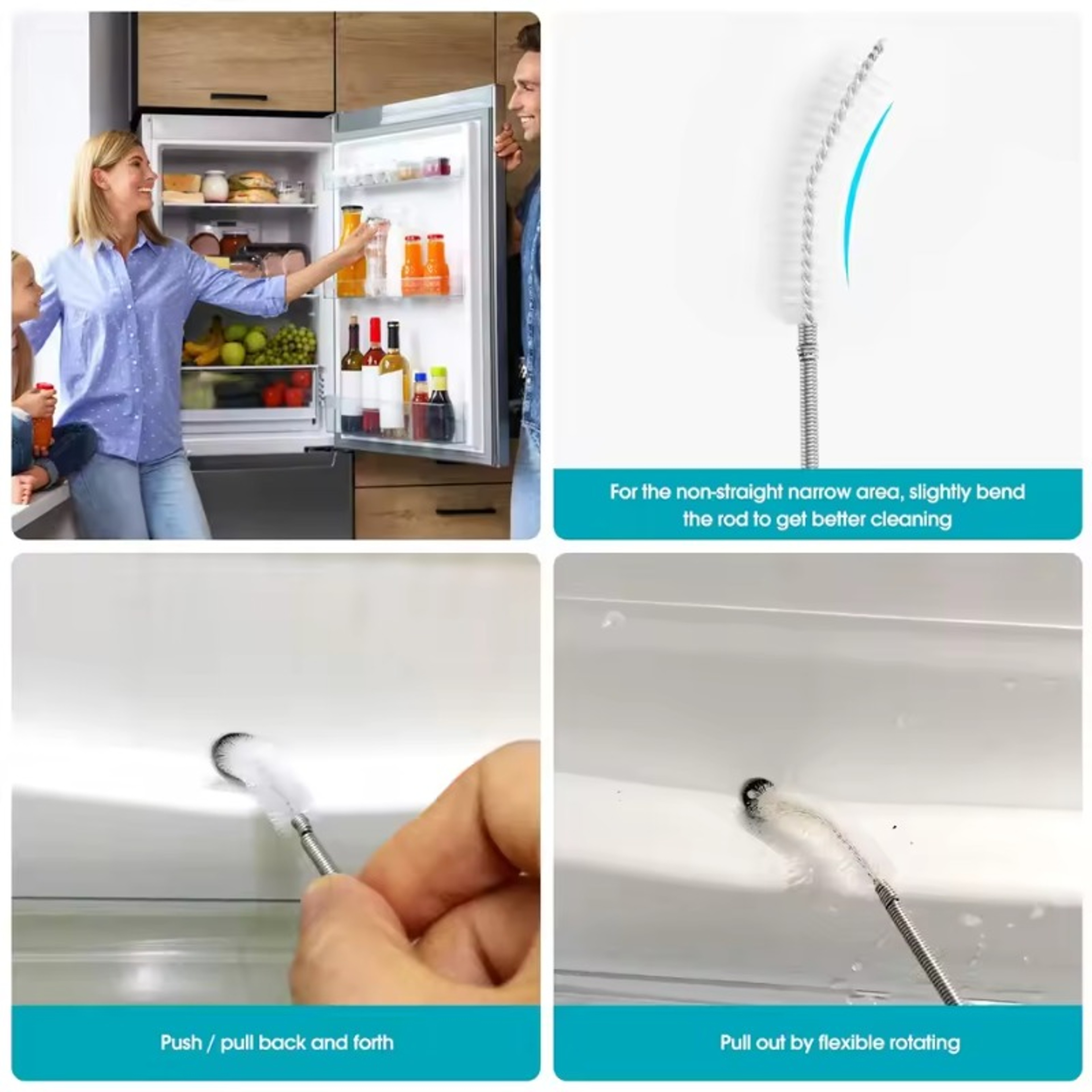 Flexible Refrigerator Drain Cleaning Tool Kit with Fridge Drain Brush and Drain Unclogger – view 2