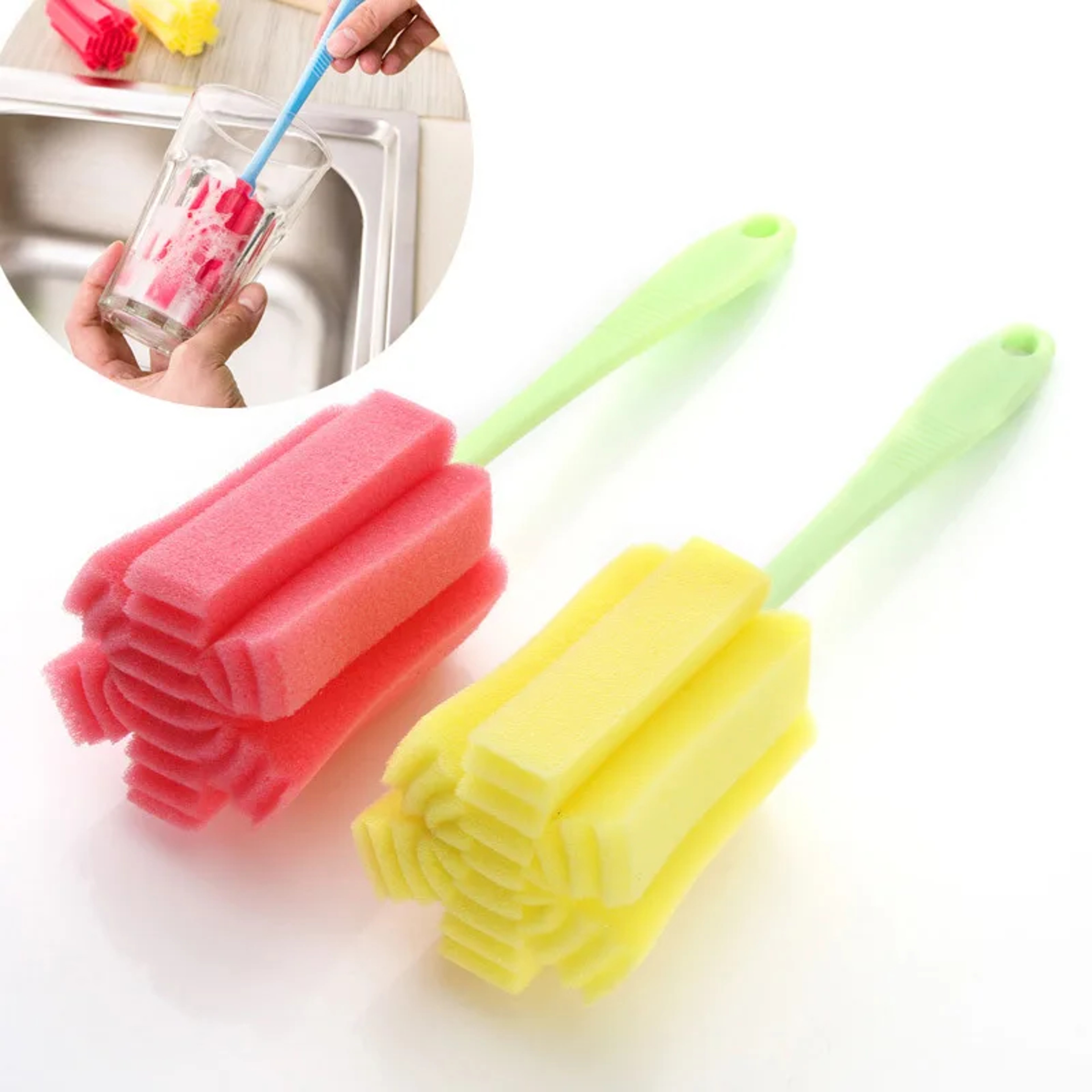 Soft Baby Bottle Brush Long Handle Sponge Bottle Cleaning Brush for Bottles, Cups & Glassware – view 7