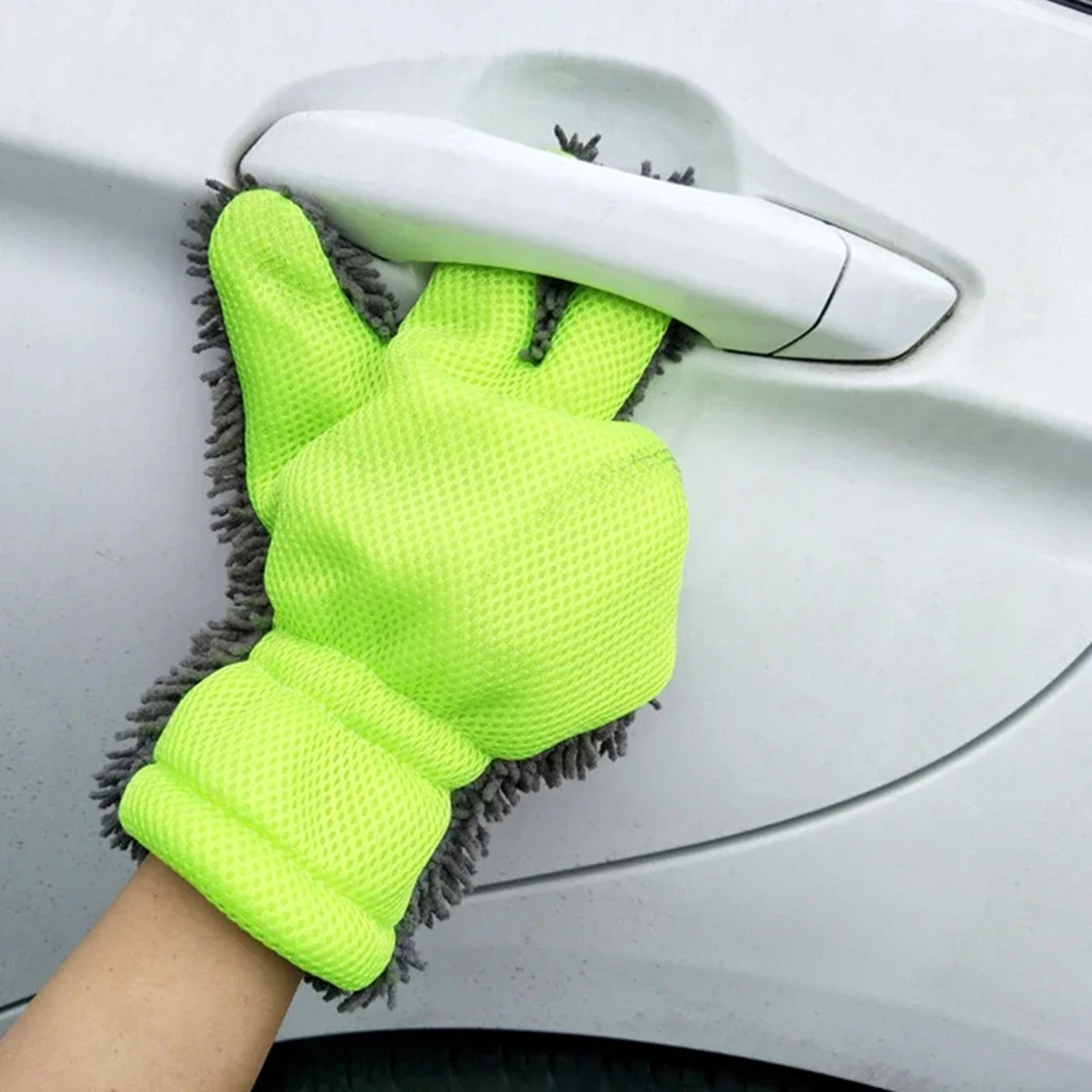Double Sided Microfiber Car Wash Glove Five Finger Scratch Free Car Detailing Mitt 2