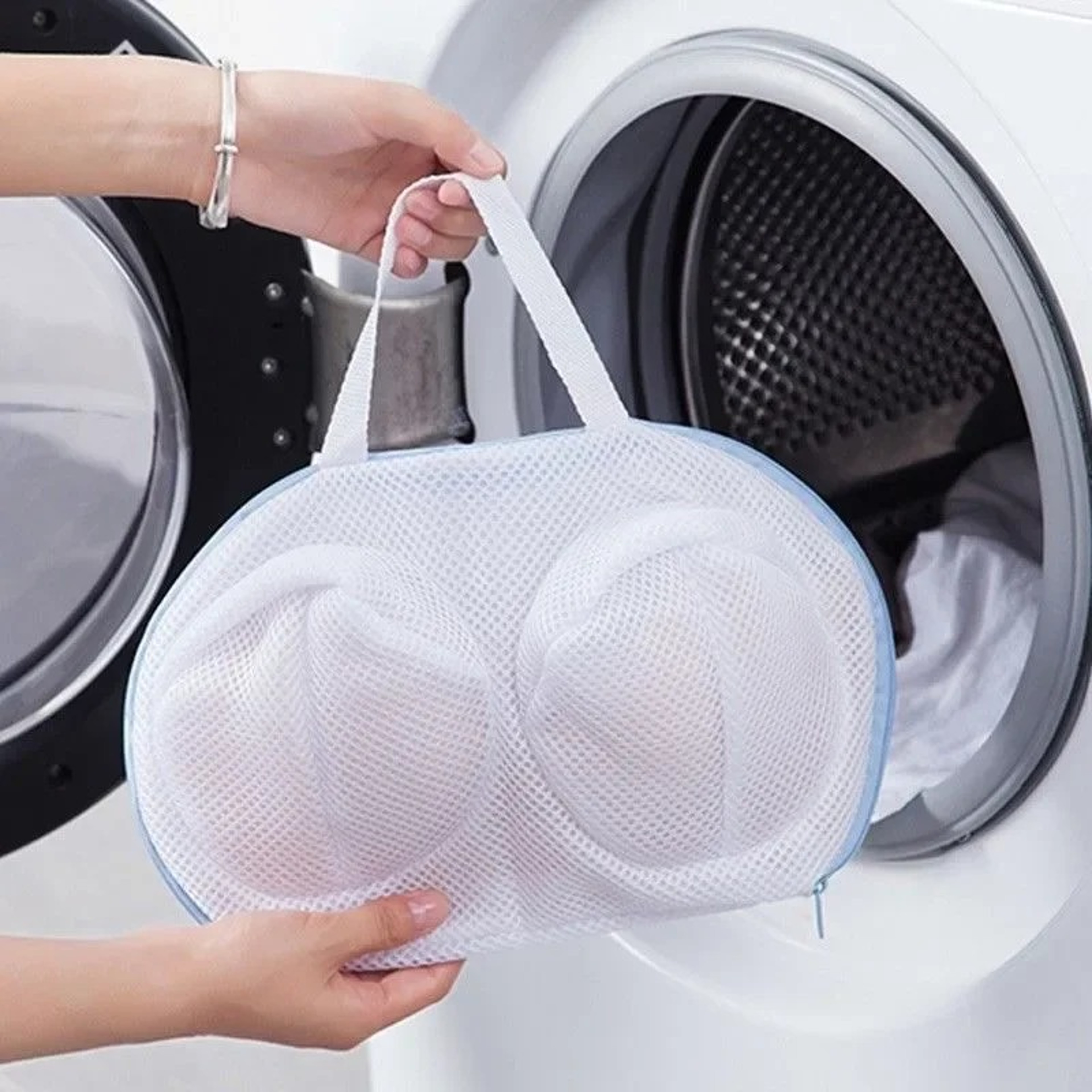 Double Layer Bra Washing Bag for Laundry Machine Mesh Lingerie Laundry Bag with Handle – view 2