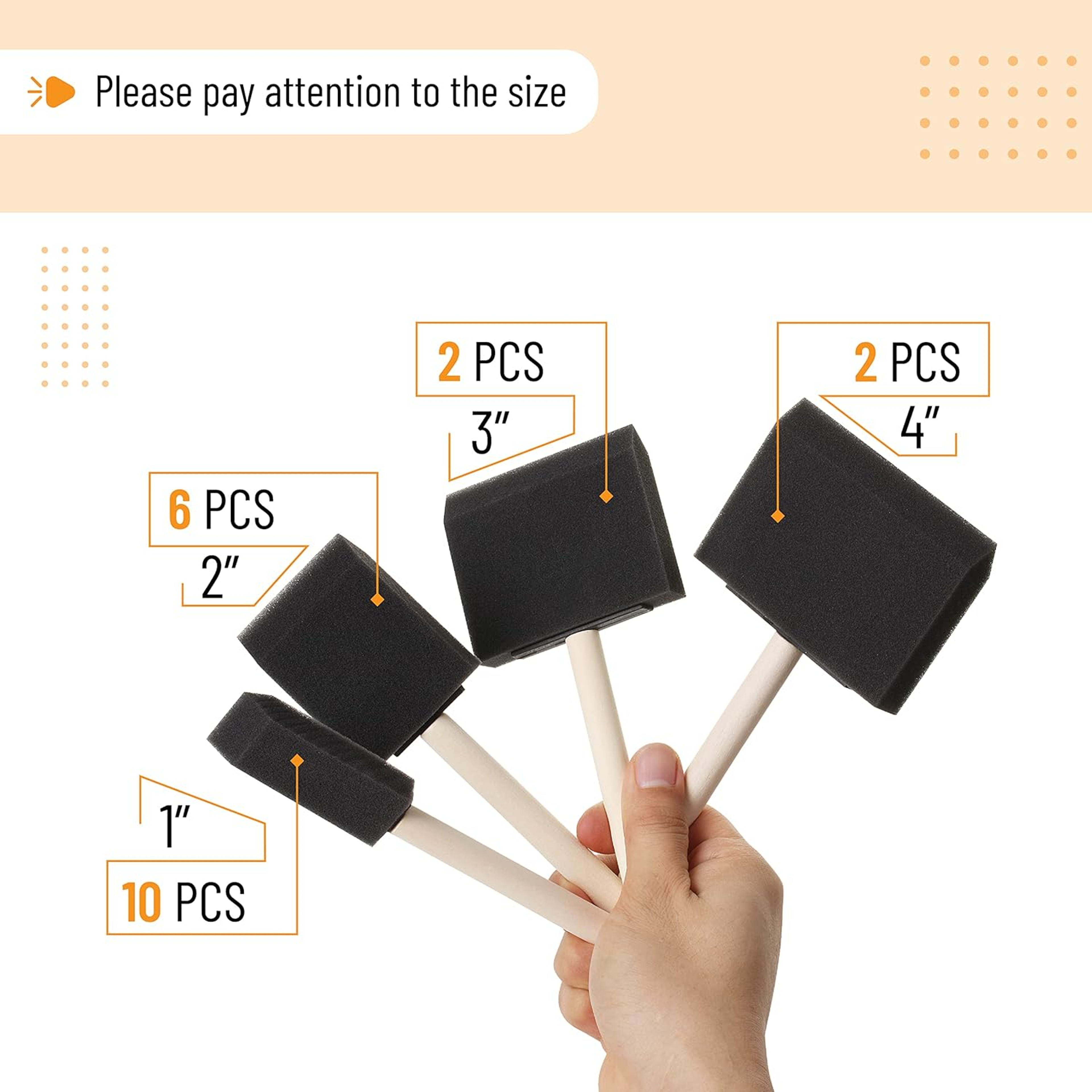 Foam Paint Brushes Set with Wooden Handles for Painting, Staining & DIY Crafts – view 2