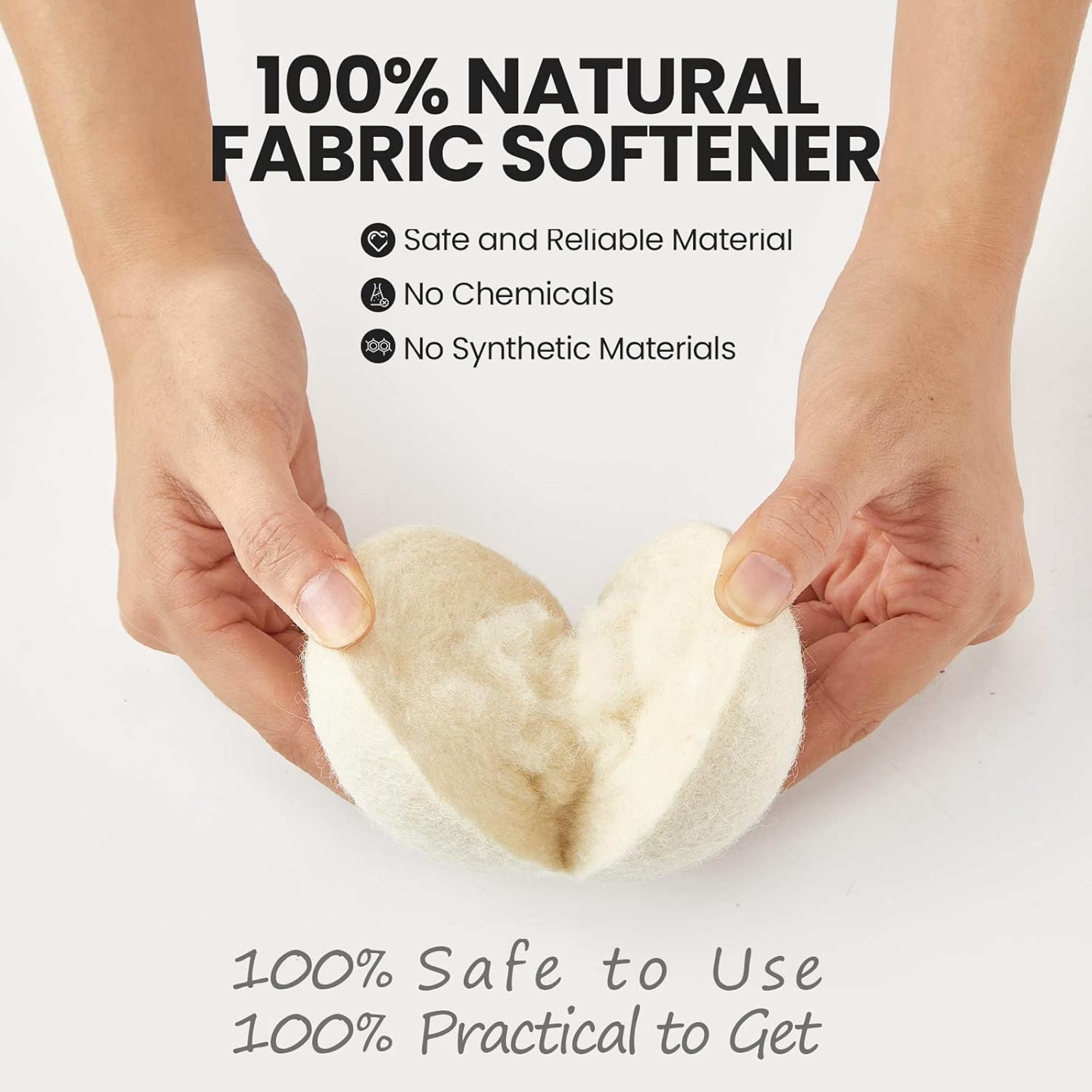 Premium Wool Dryer Balls 6 Pack Natural Fabric Softener Reusable Laundry Dryer Balls – view 4