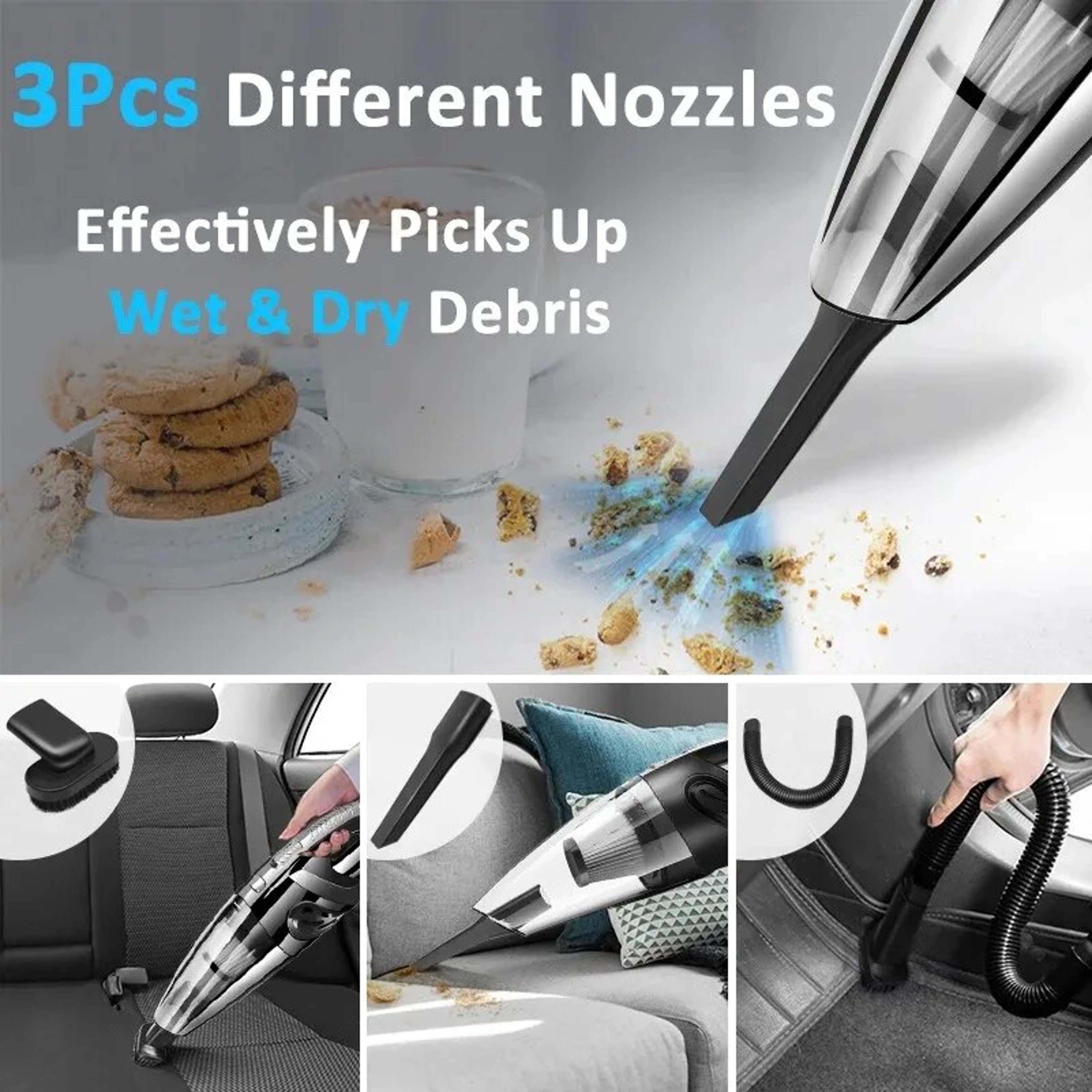 PowerClean Wireless Handheld Vacuum Cleaner with Cyclone Suction for Car, Home & Pet Hair – view 3