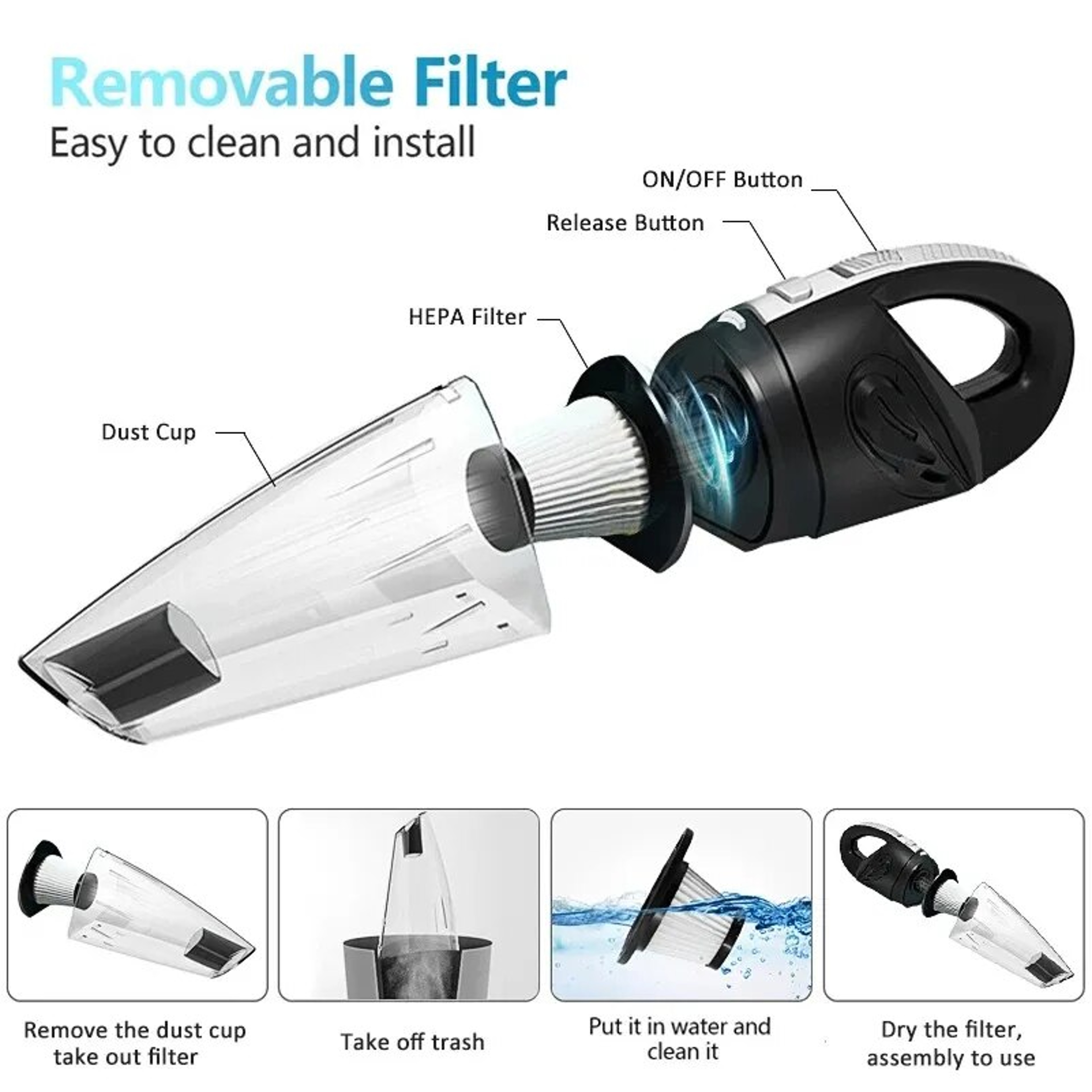 PowerClean Wireless Handheld Vacuum Cleaner with Cyclone Suction for Car, Home & Pet Hair – view 6